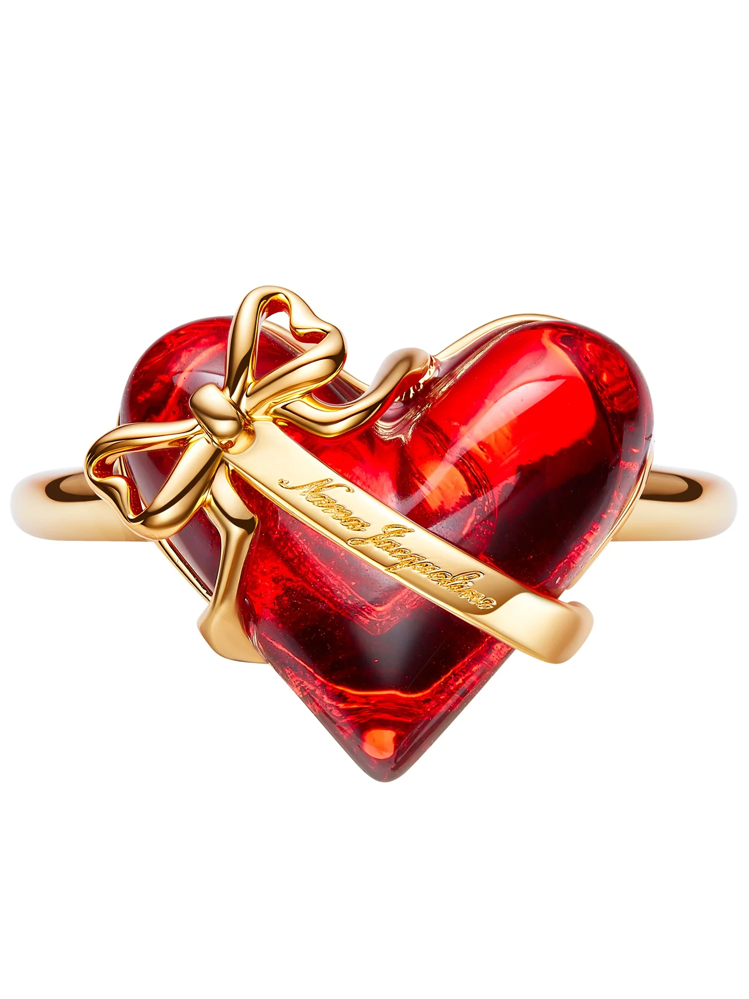 Eléa Bow-Ribbon Heart Red Ring - Image 3