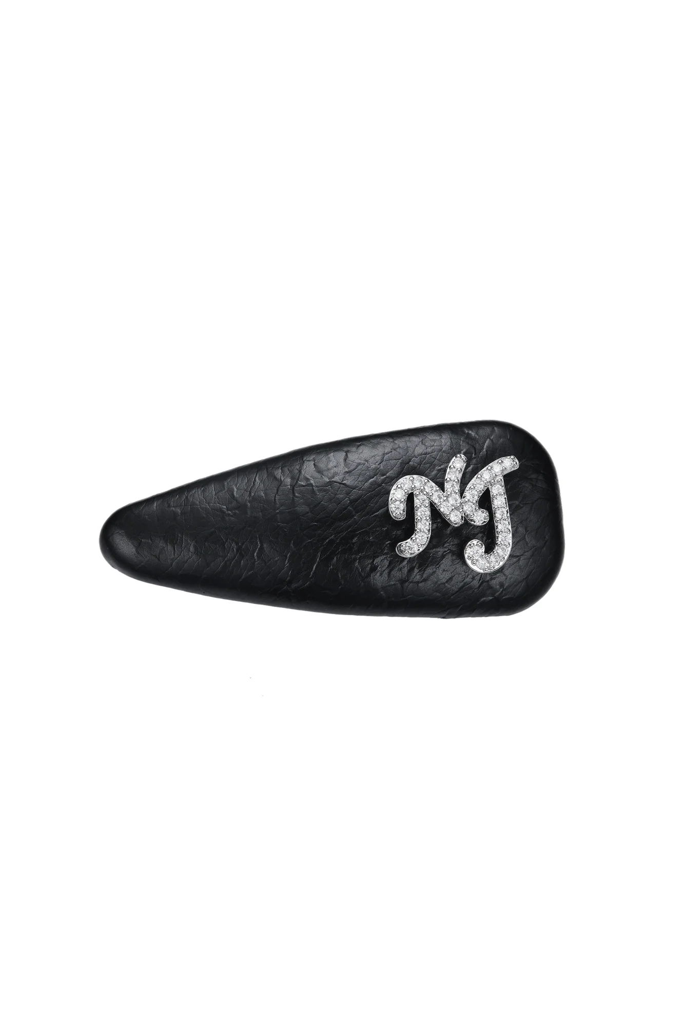 Eloise Crystal-Detail Black Leather Hair Clip Set