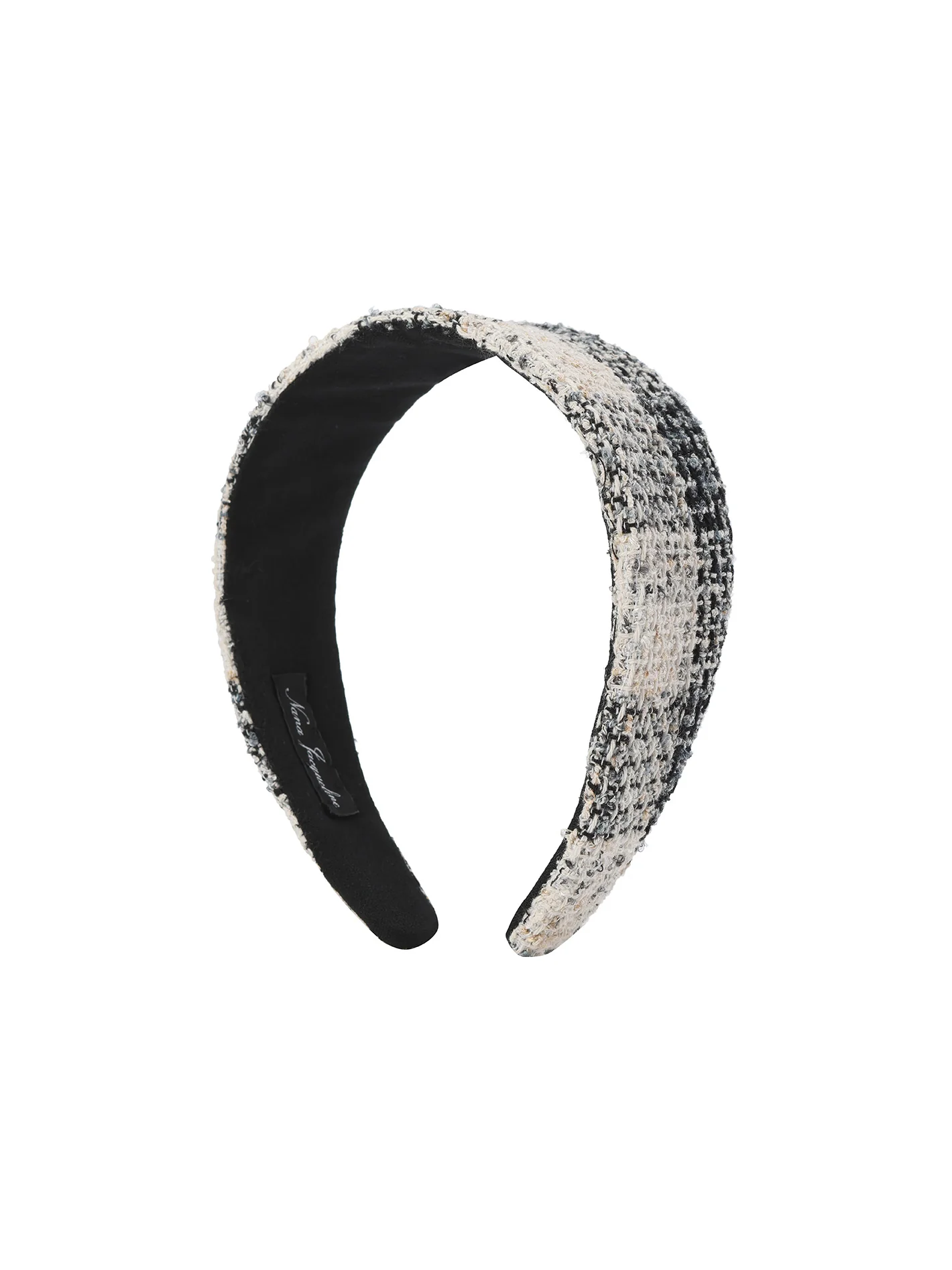 Elsa Woven Black Checkered Knit Headband