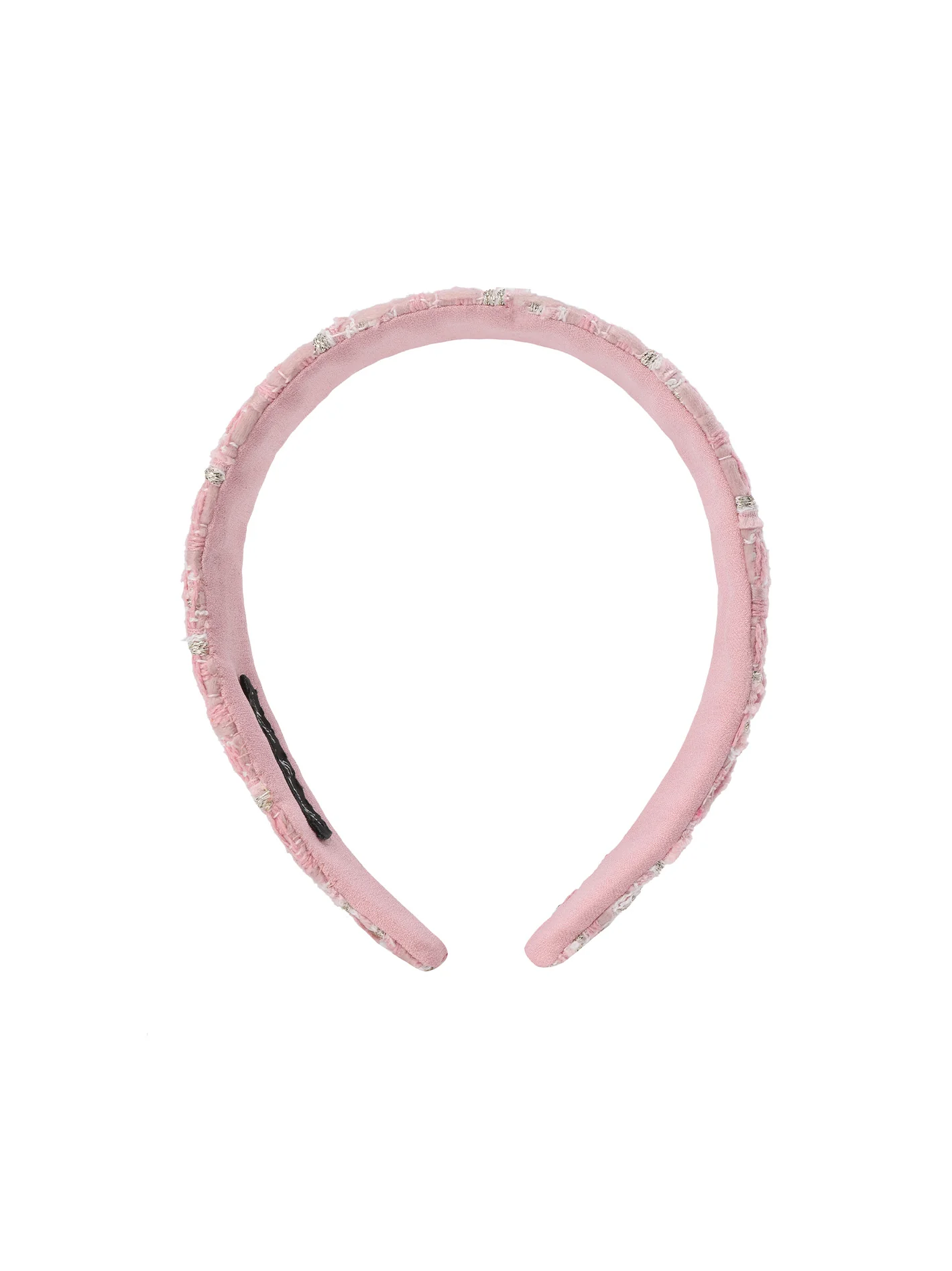 Elsa Woven Pink Checkered Knit Headband - Image 3