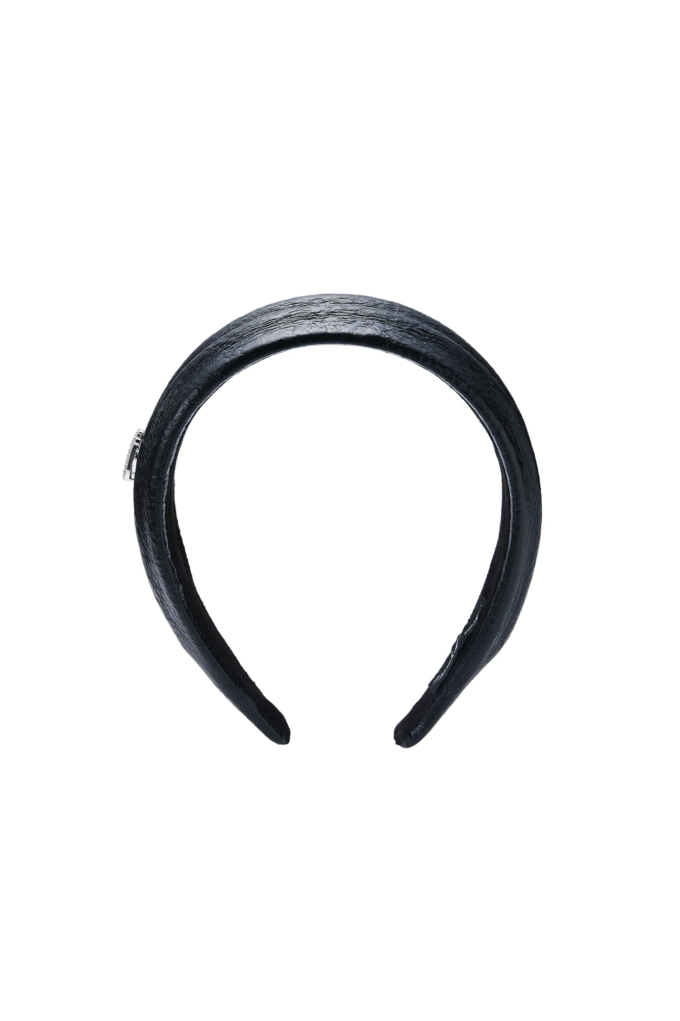Eugenie Crystal-Detail Black Leather Headband - Image 2