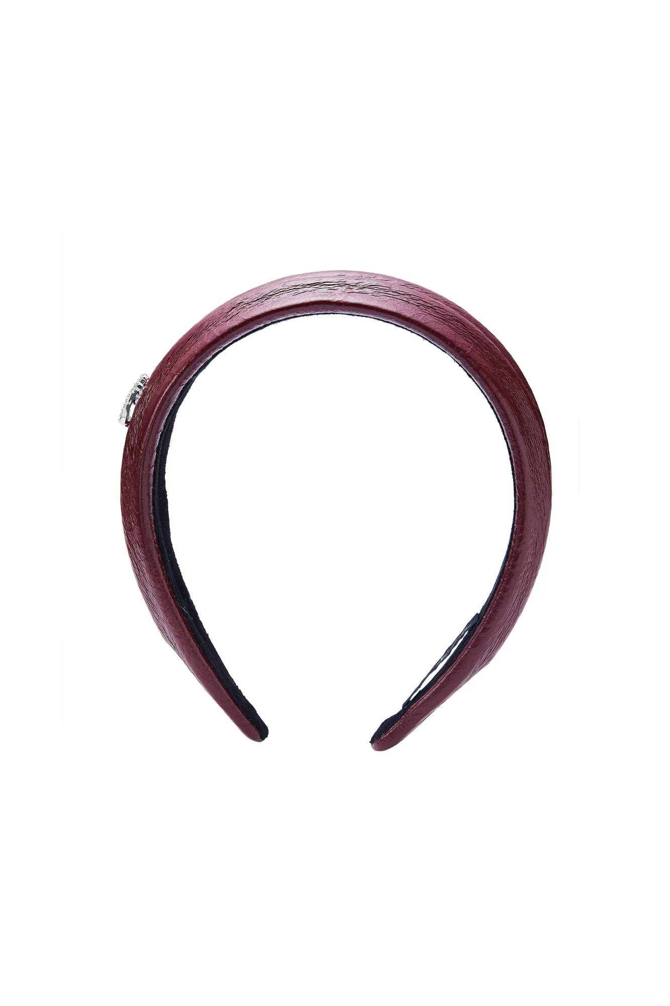 Eugenie Crystal-Detail Wine Red Leather Headband - Image 2