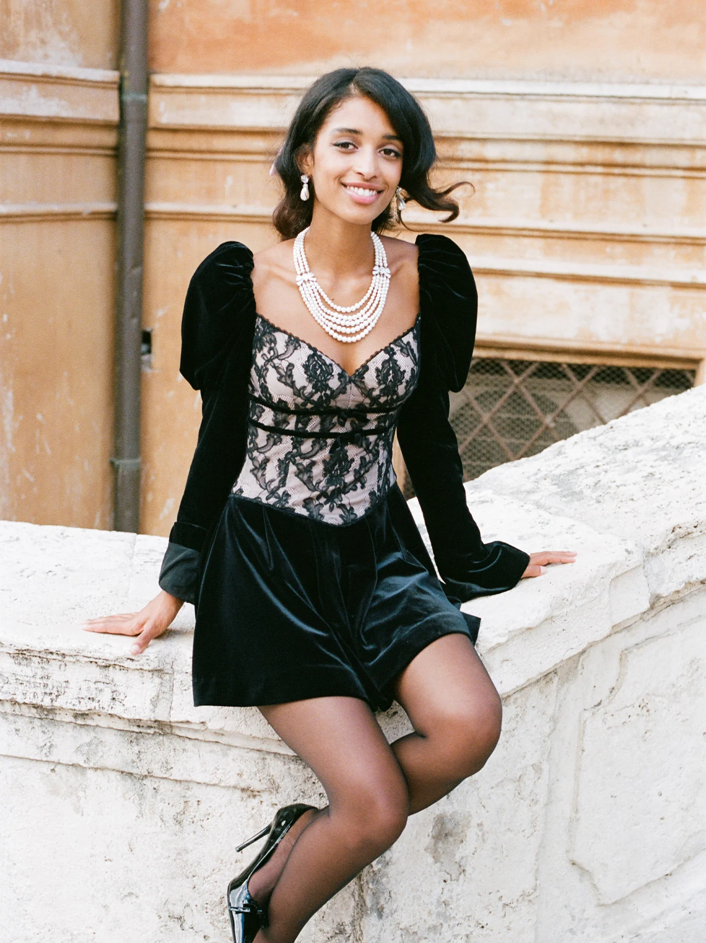 Evelyn Velvet Dress (Black) (Final Sale) - Image 2