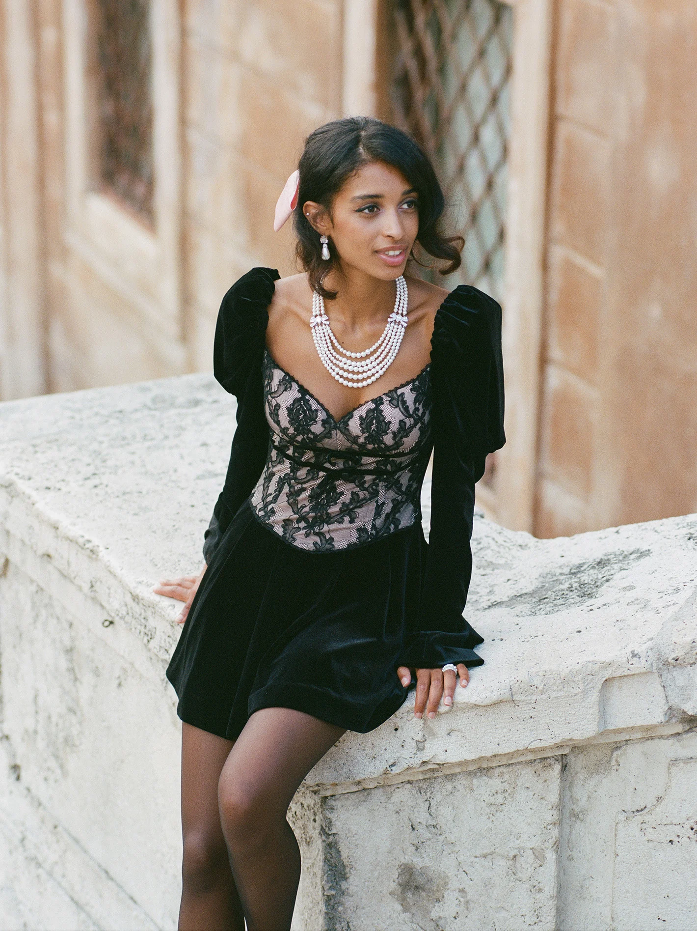 Evelyn Velvet Dress (Black) (Final Sale) - Image 3