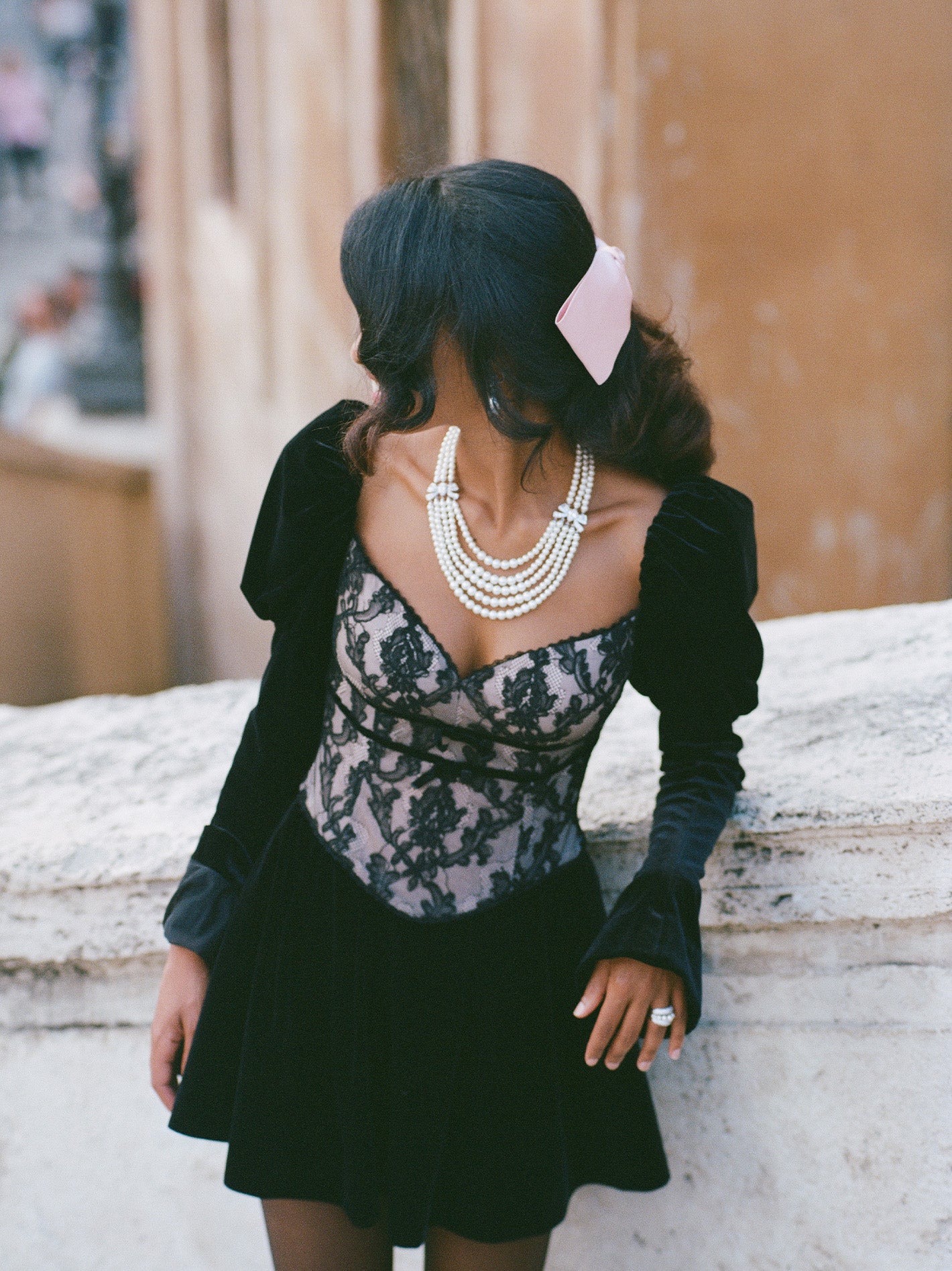 Evelyn Velvet Dress (Black) (Final Sale) - Image 4
