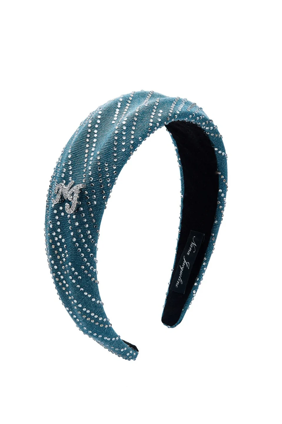 Felicia Crystal-Detail Blue Denim Headband