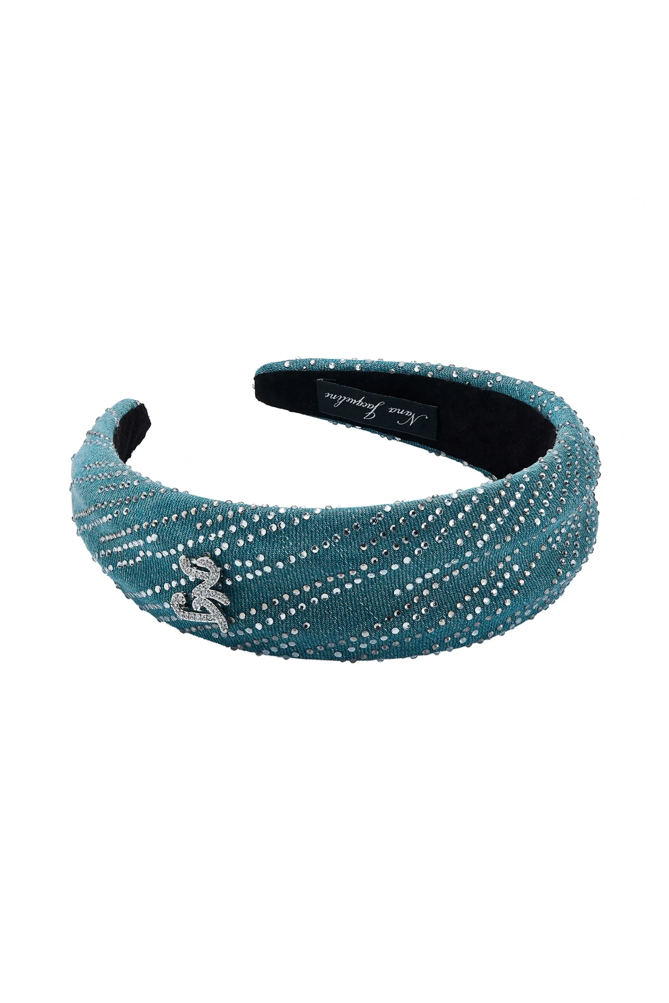 Felicia Crystal-Detail Blue Denim Headband - Image 3