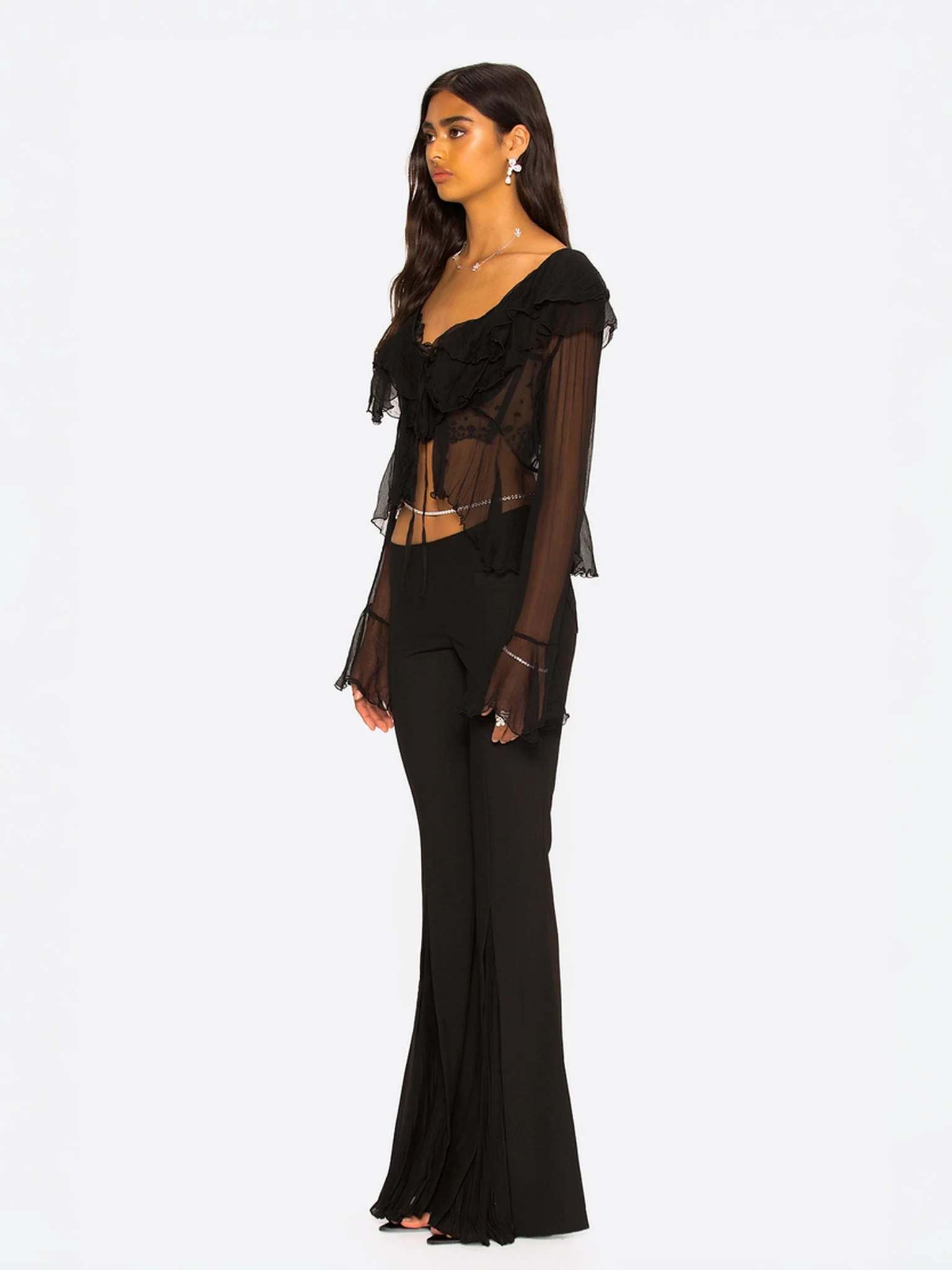 Gabriella Cardigan Top (Black) - Image 3