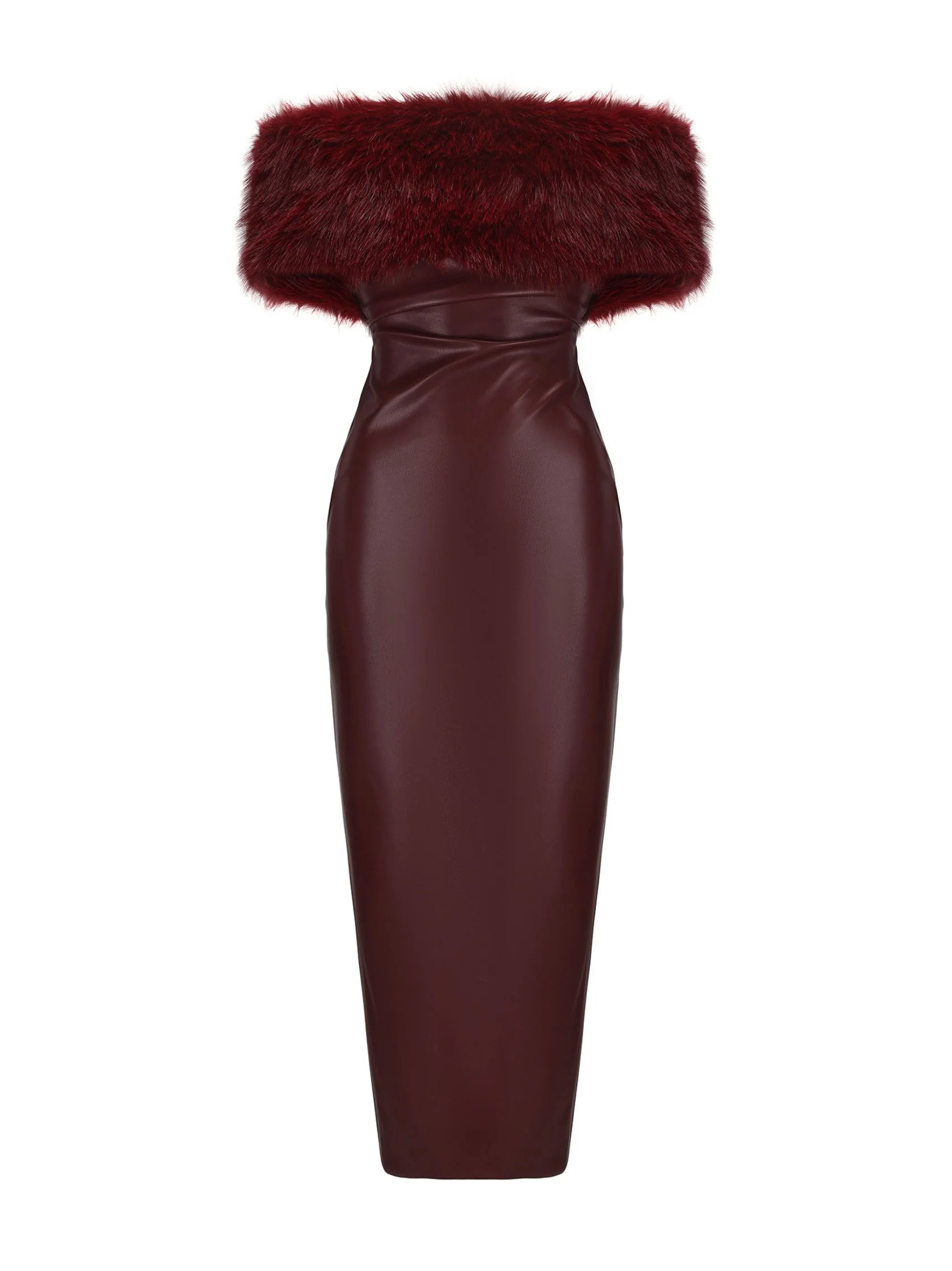 Gabrielle Fur Maxi Dress (Red) - Image 10