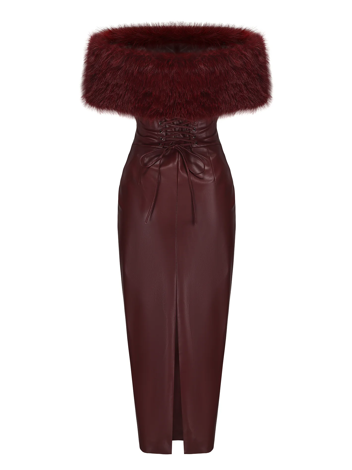 Gabrielle Fur Maxi Dress (Red) - Image 11