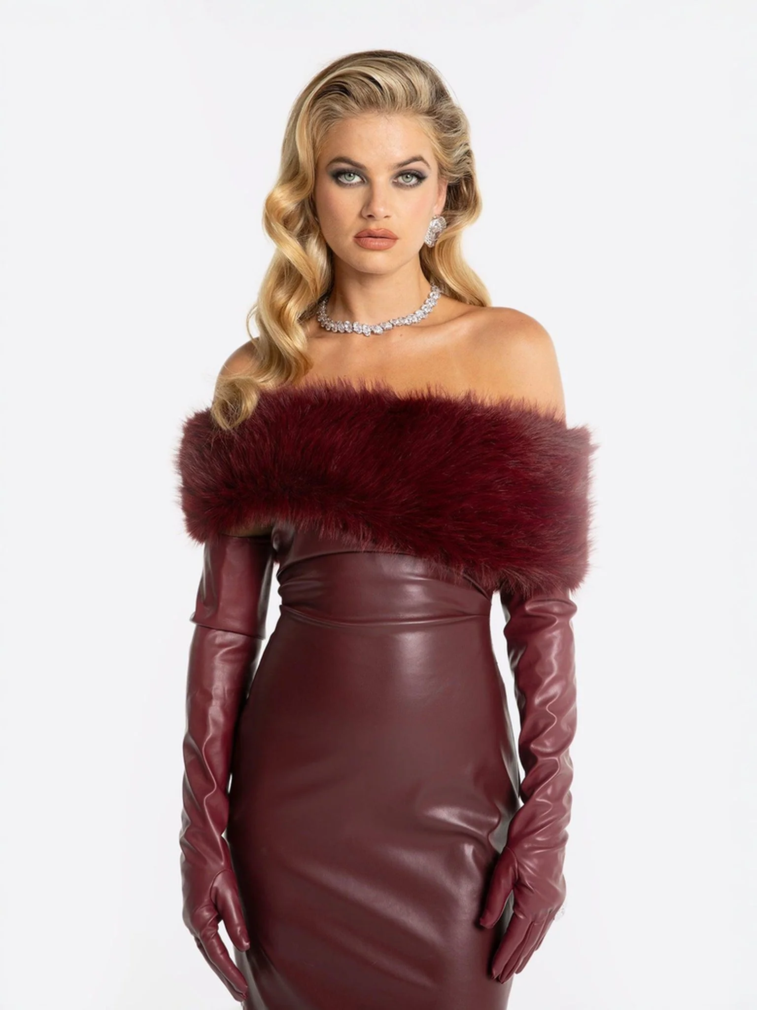 Gabrielle Fur Maxi Dress (Red) - Image 8
