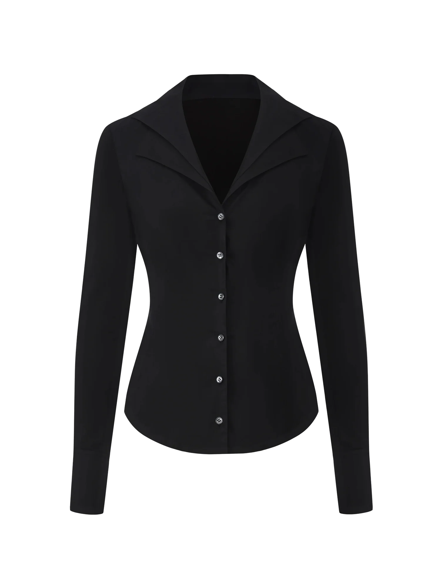 Georgina Tailored Long Sleeve Black Button-Down Shirt - Image 12