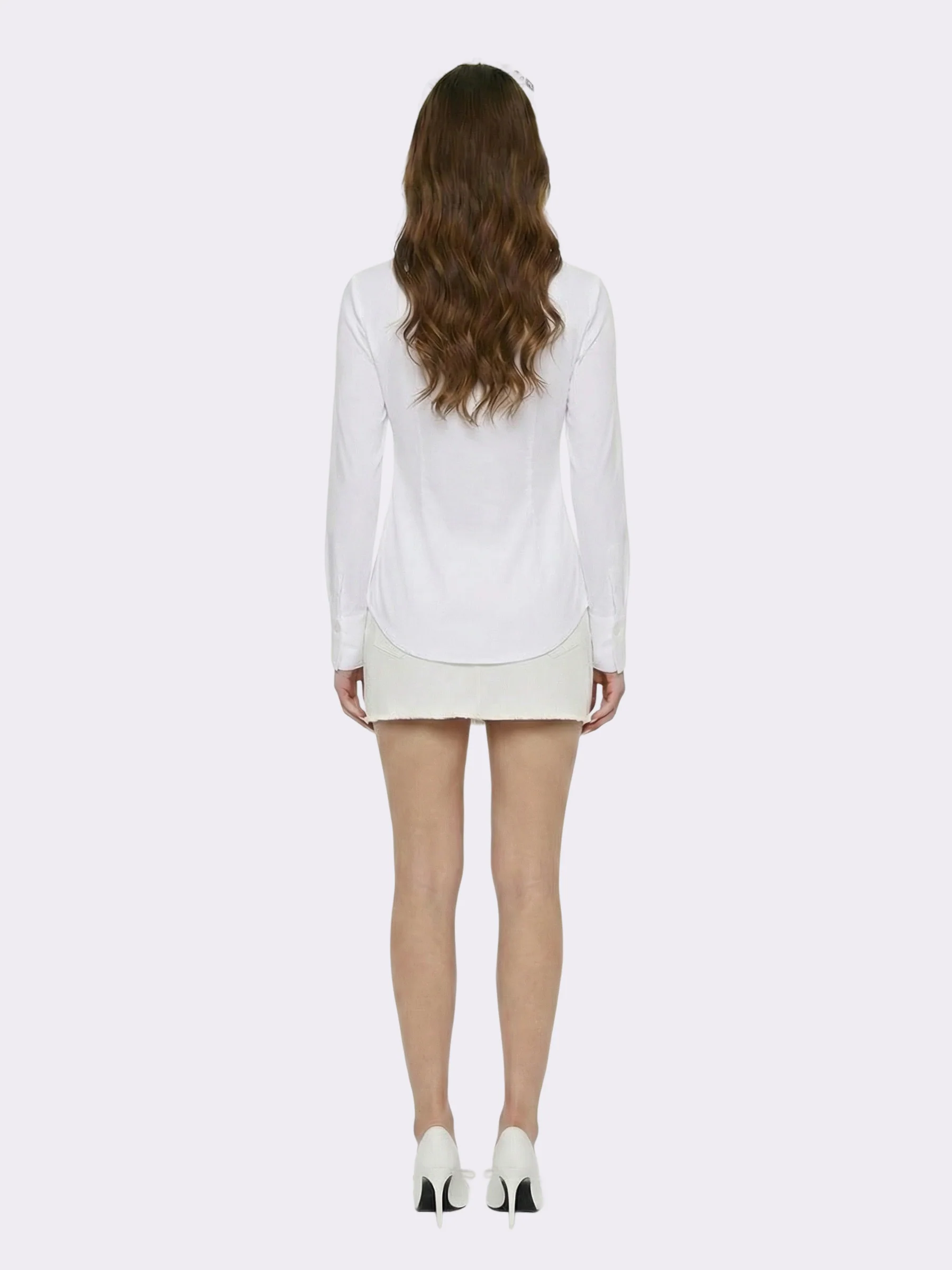 Georgina Tailored Long Sleeve White Button-Down Shirt - Image 5