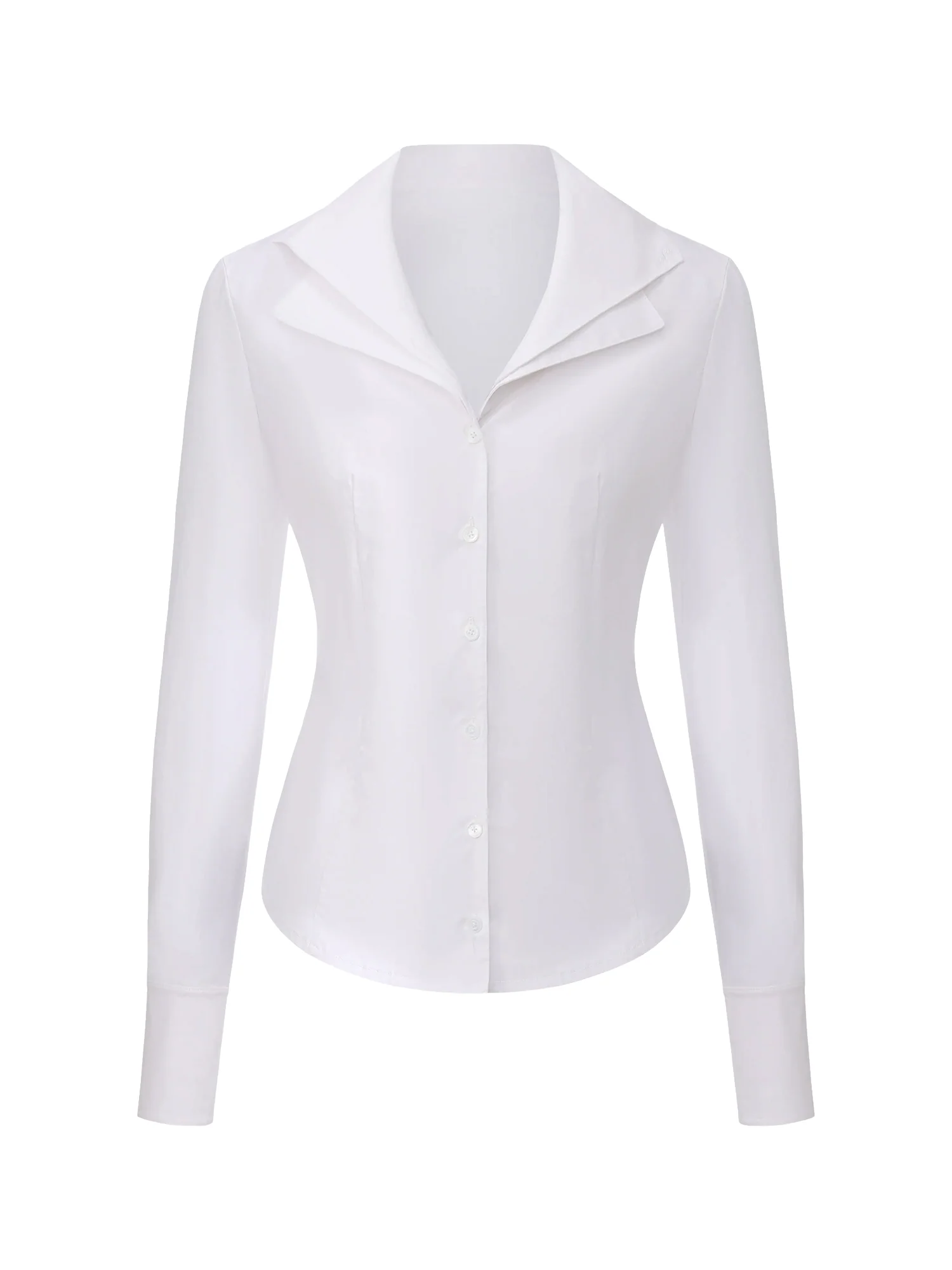 Georgina Tailored Long Sleeve White Button-Down Shirt - Image 9