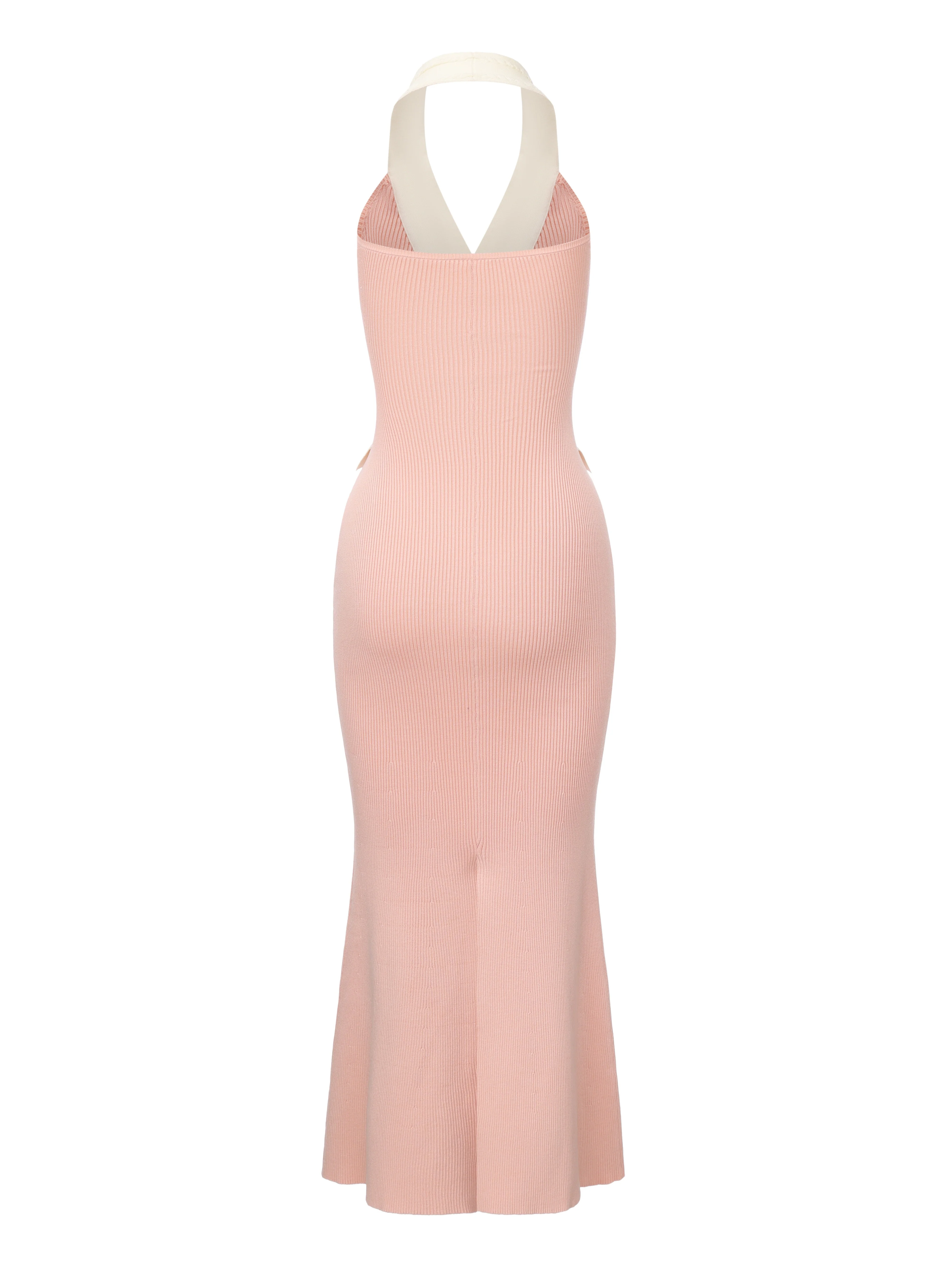Giana Contrast Halter Knit Pink Maxi Dress - Image 11