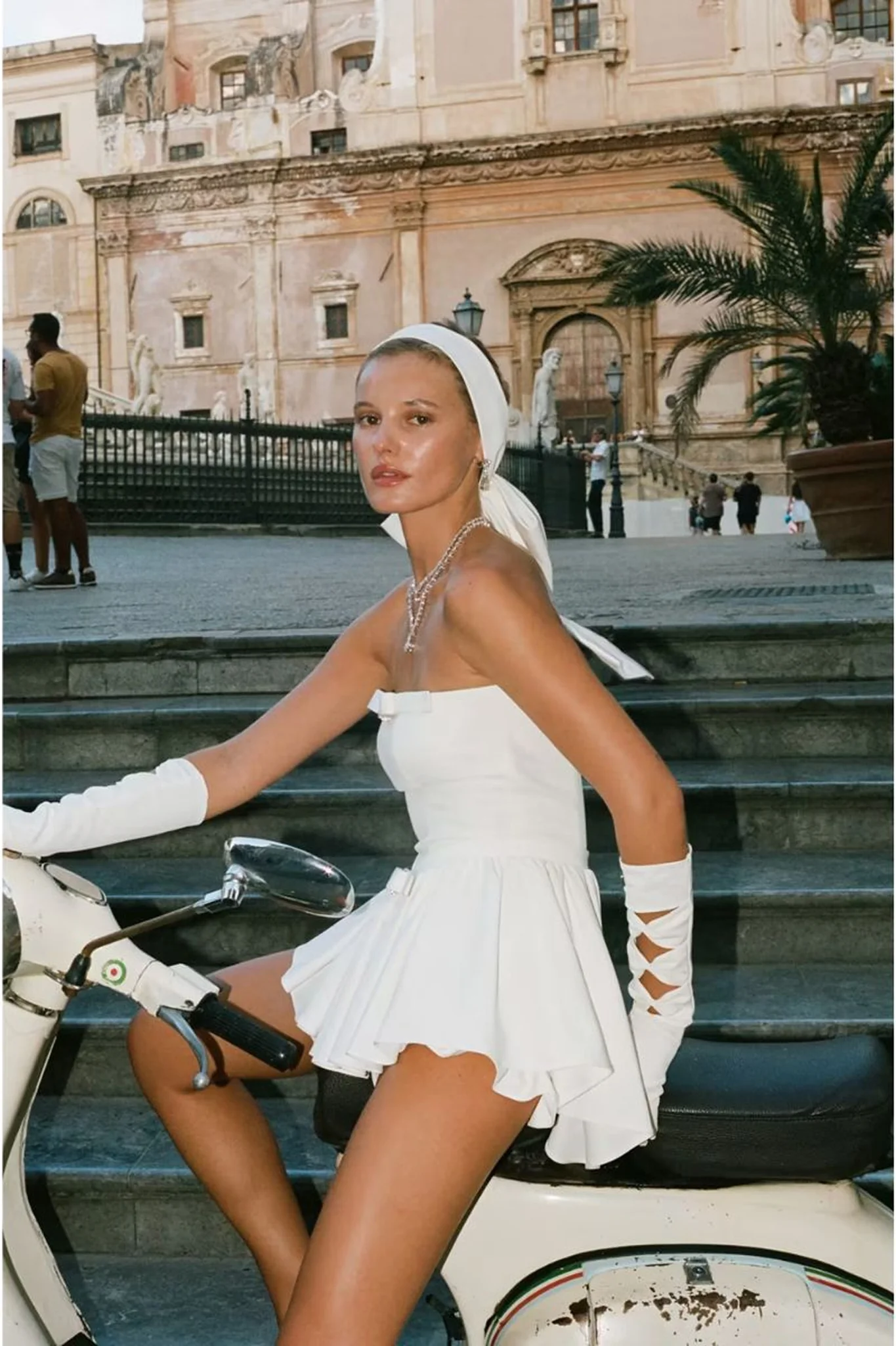 Giselle Bow Jumpsuit (White) - Image 3