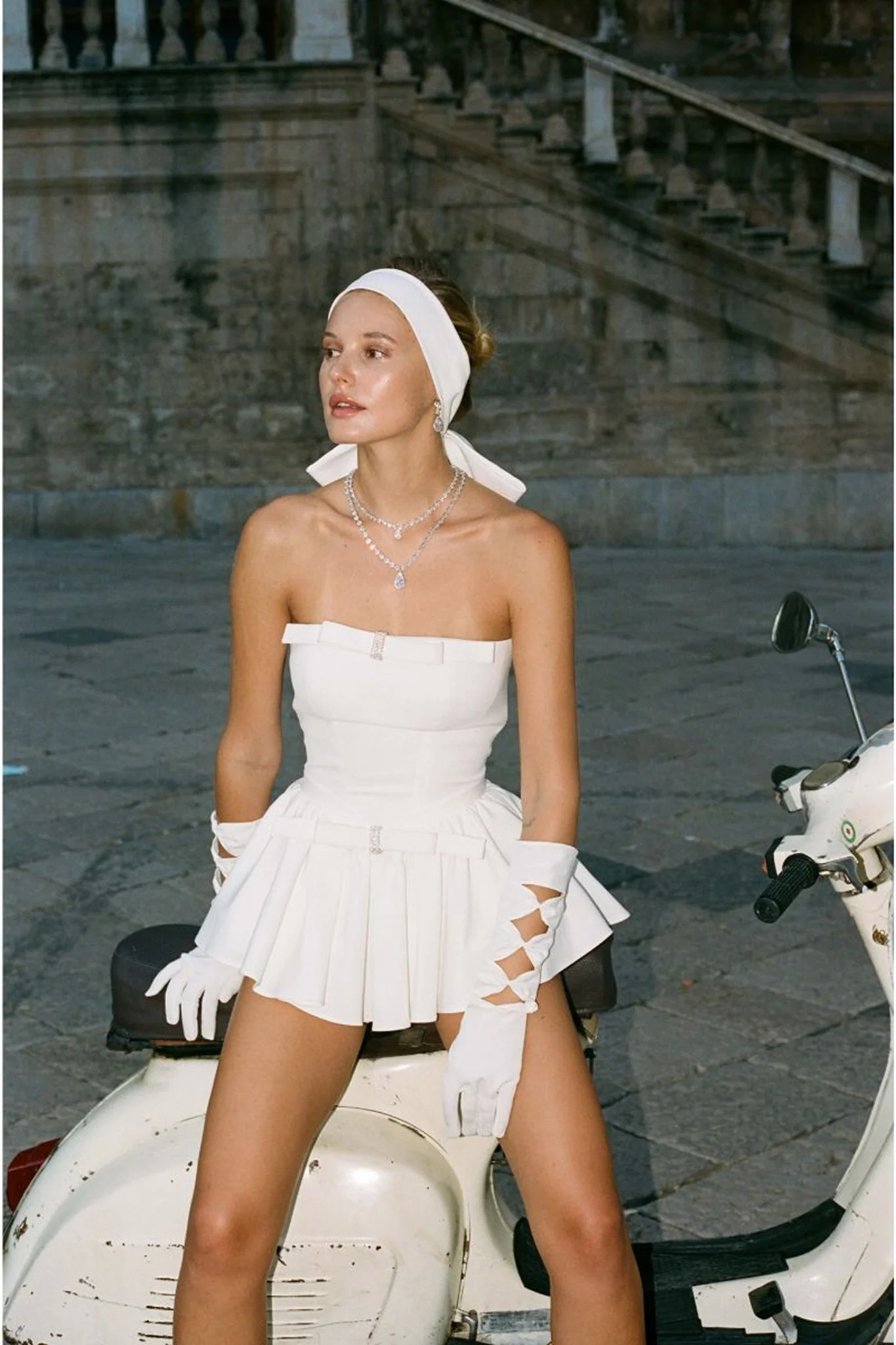 Giselle Bow Jumpsuit (White) - Image 4