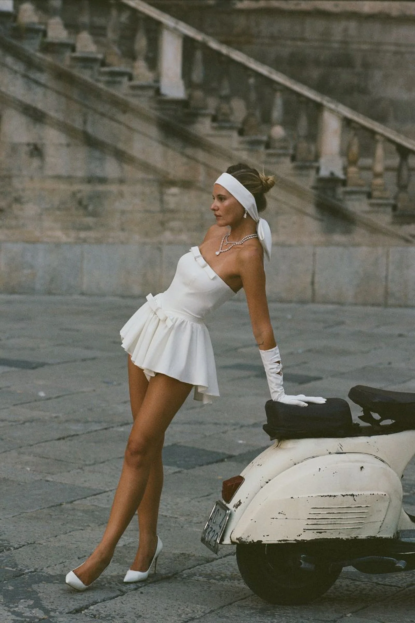 Giselle Bow Jumpsuit (White) - Image 6