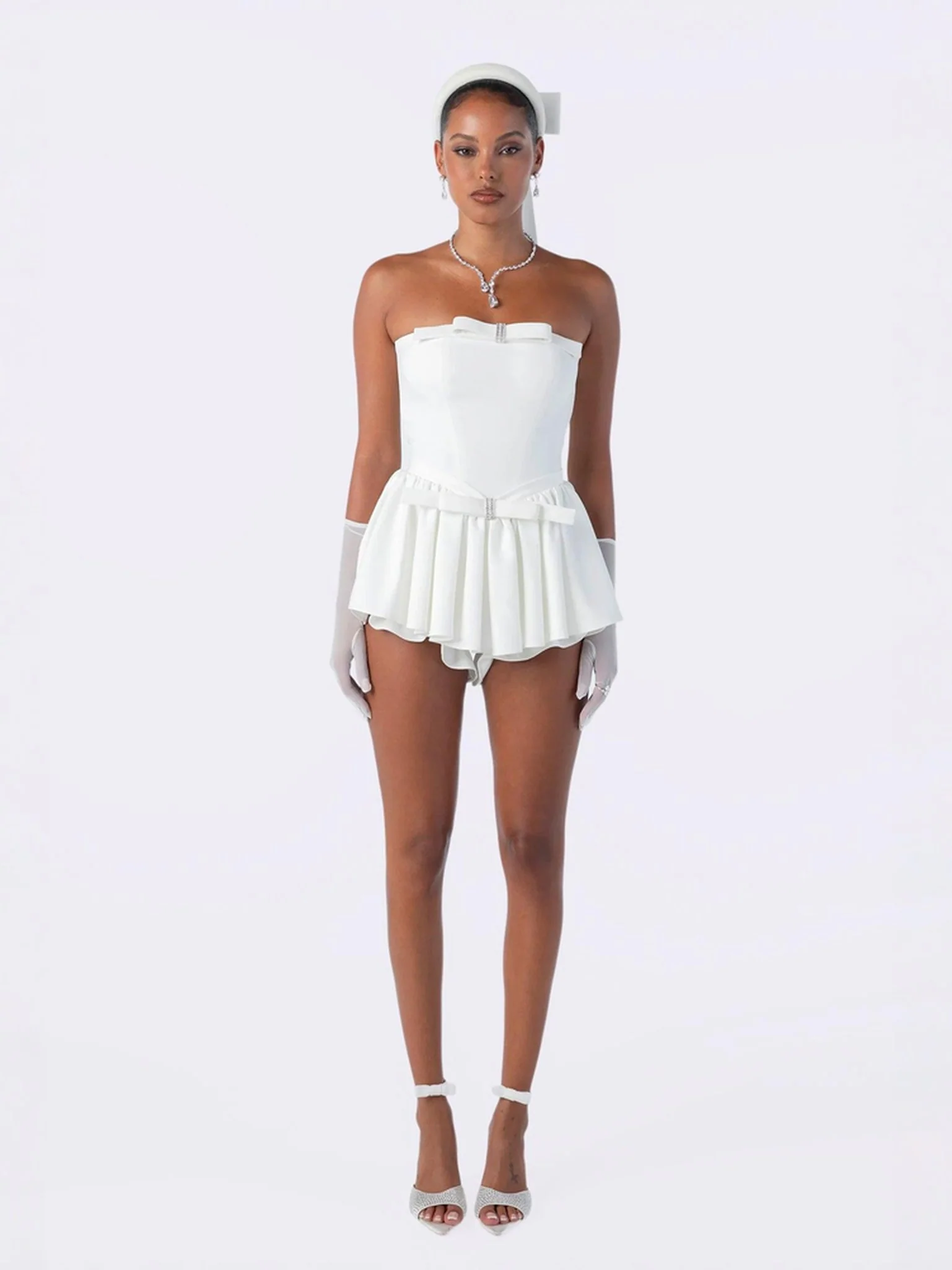 Giselle Bow Jumpsuit (White) - Image 7