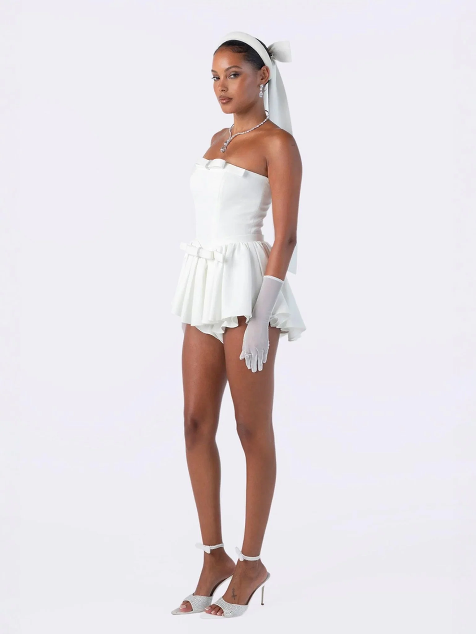 Giselle Bow Jumpsuit (White) - Image 8