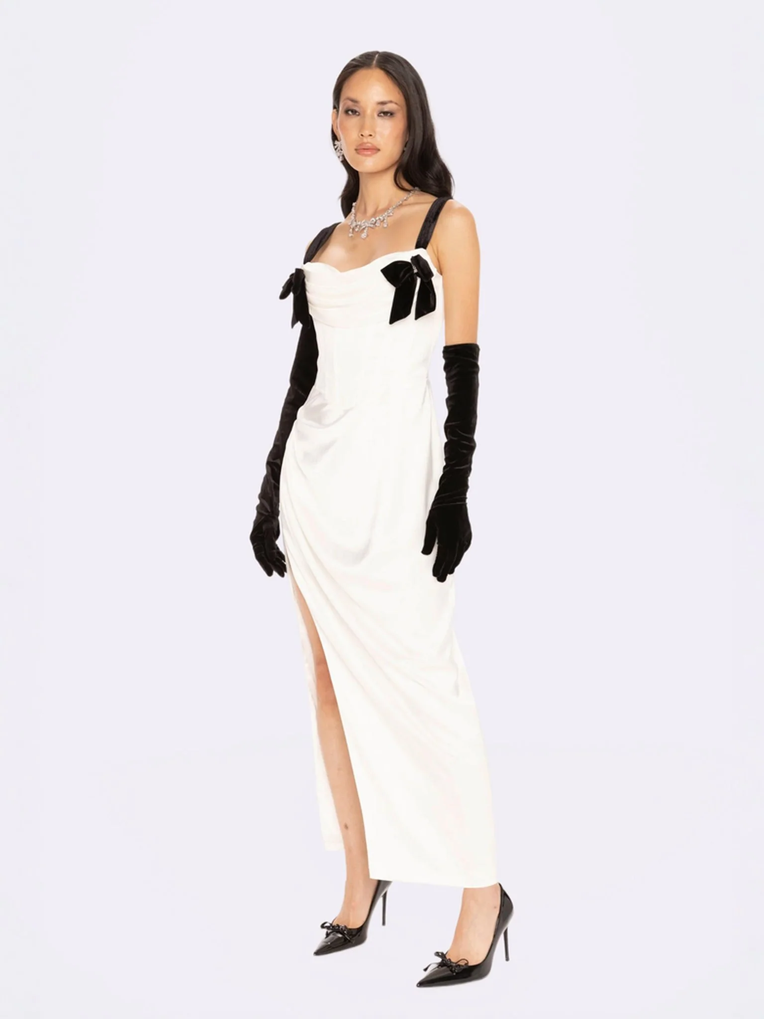 Grace Bow Maxi Dress (White) - Image 5