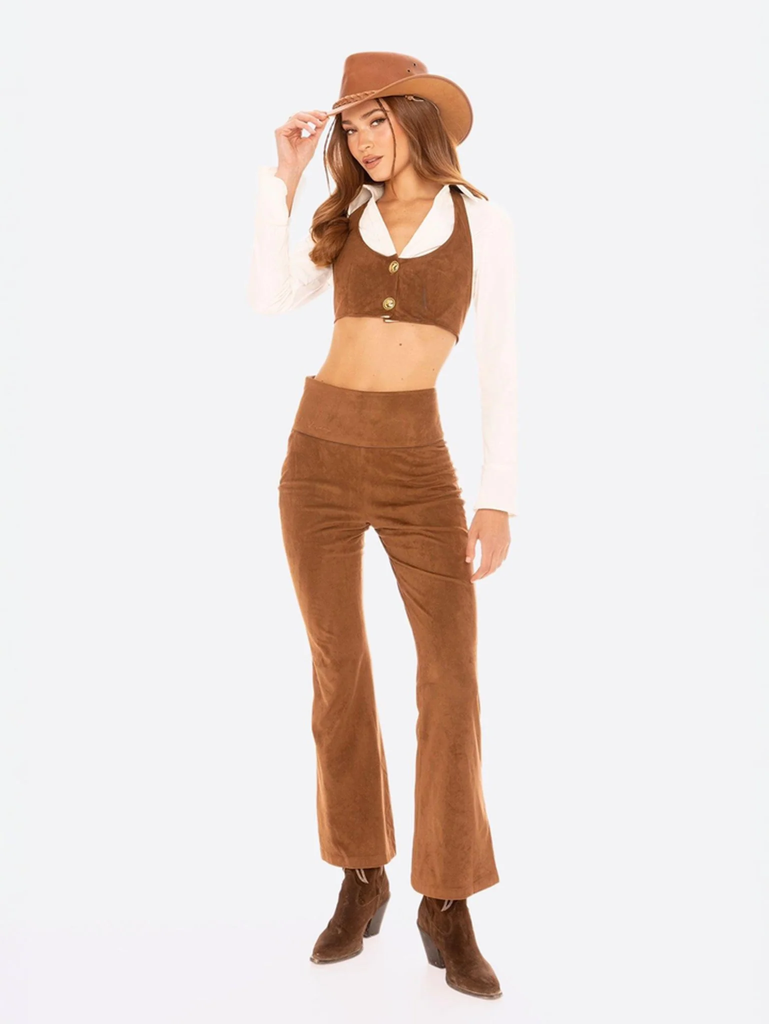 Hailey Flared Pants (Brown)