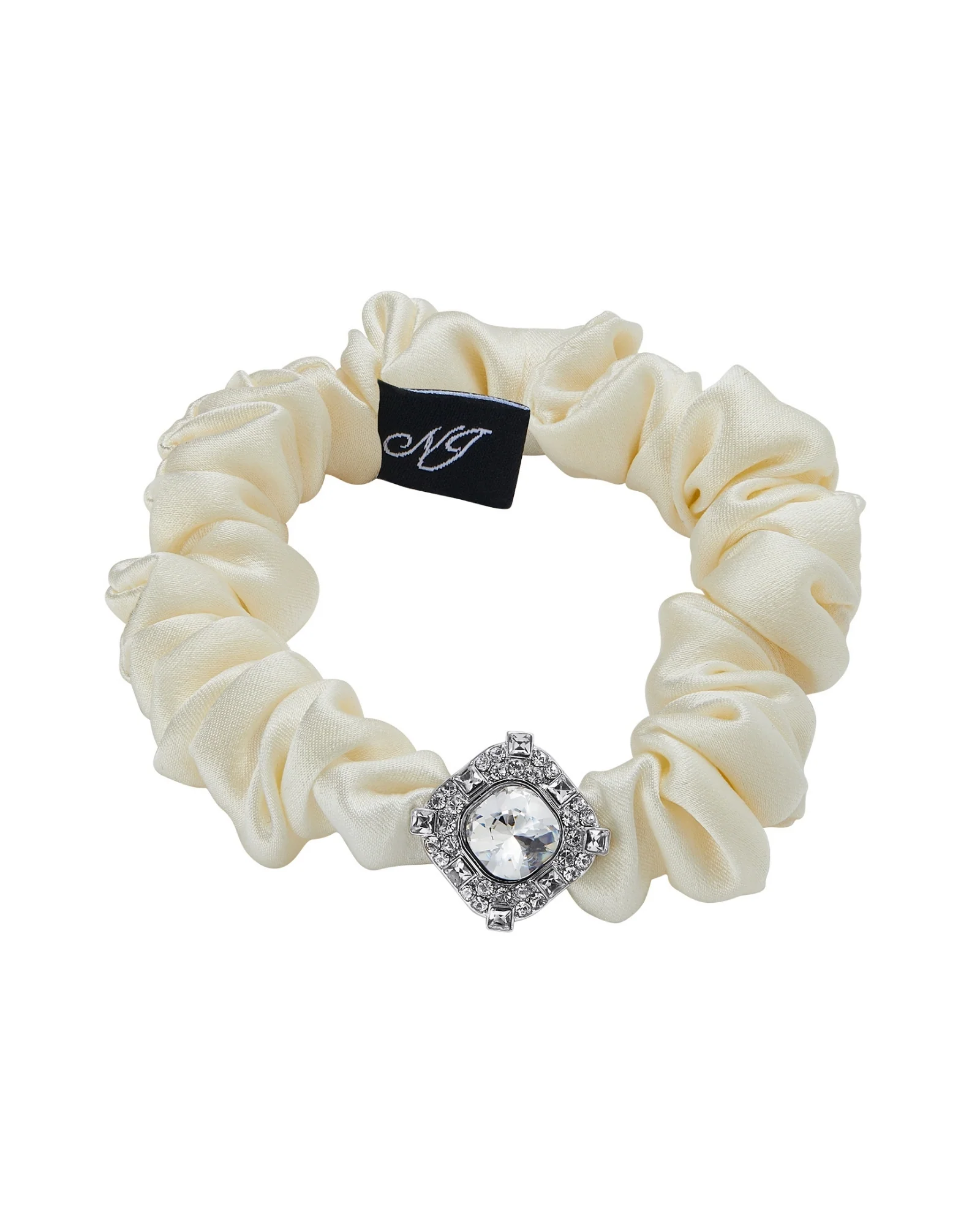 Helene Crystal-Detail Silk Noir Scrunchie Set - Image 2