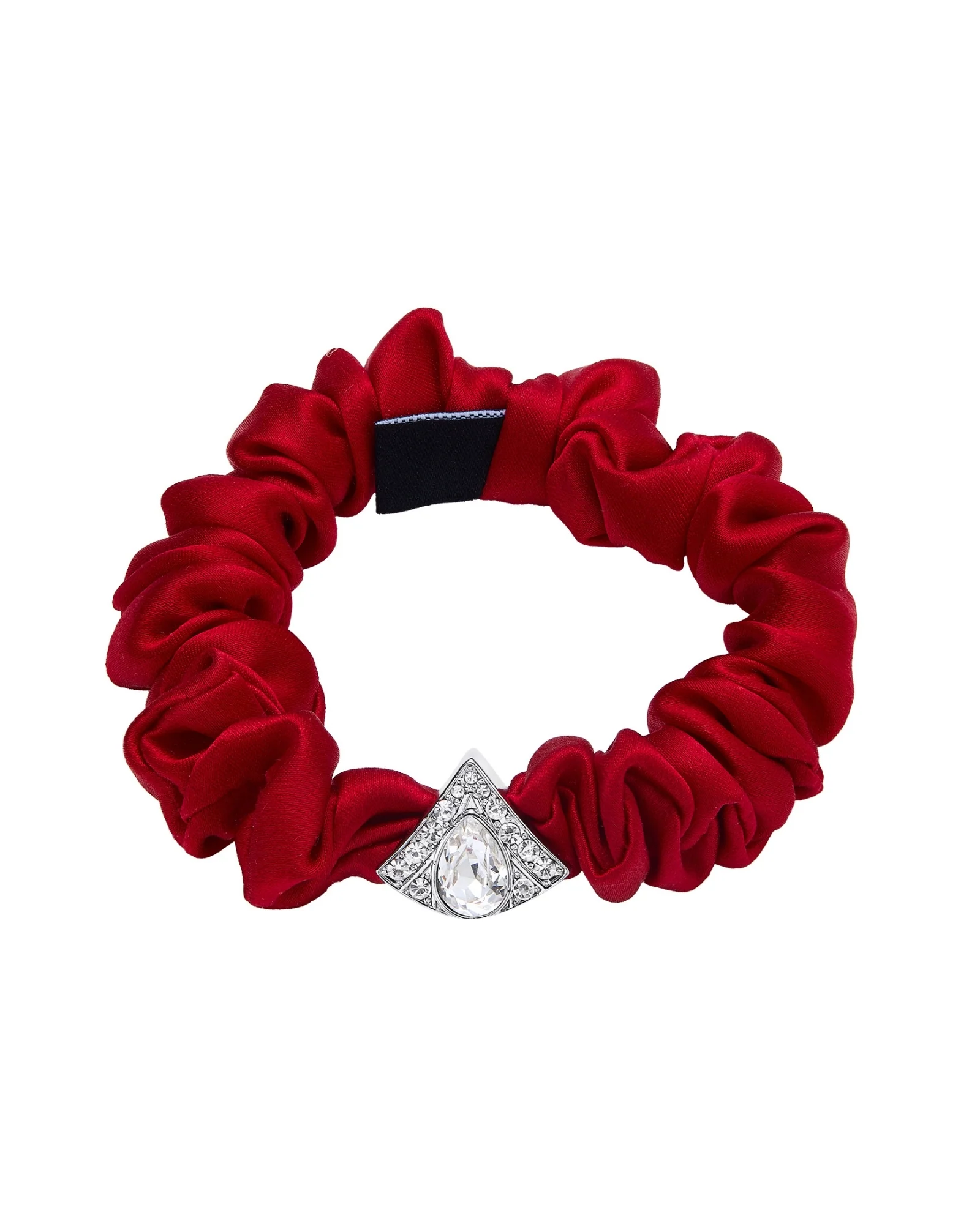Helene Crystal-Detail Silk Noir Scrunchie Set - Image 3
