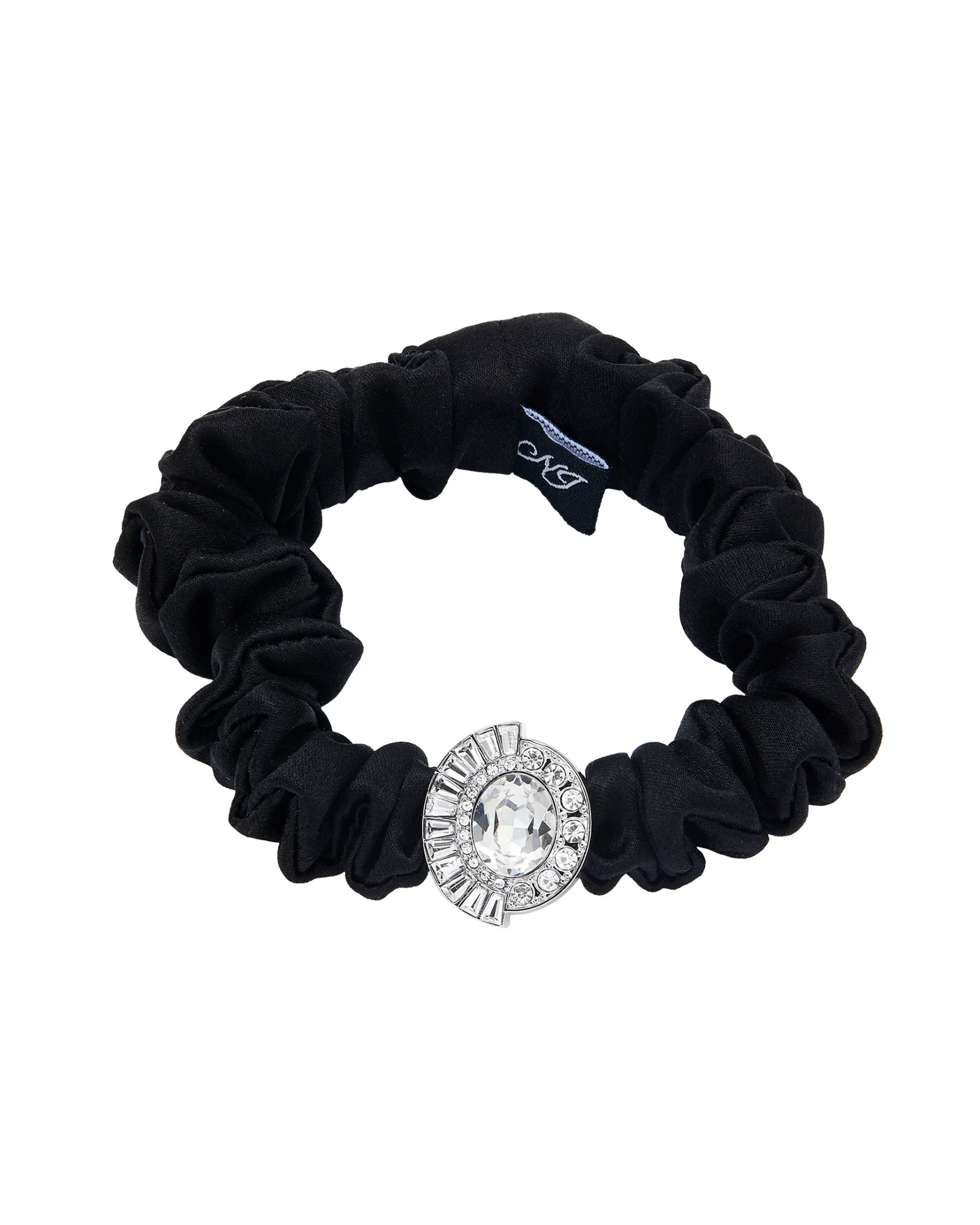 Helene Crystal-Detail Silk Noir Scrunchie Set - Image 4