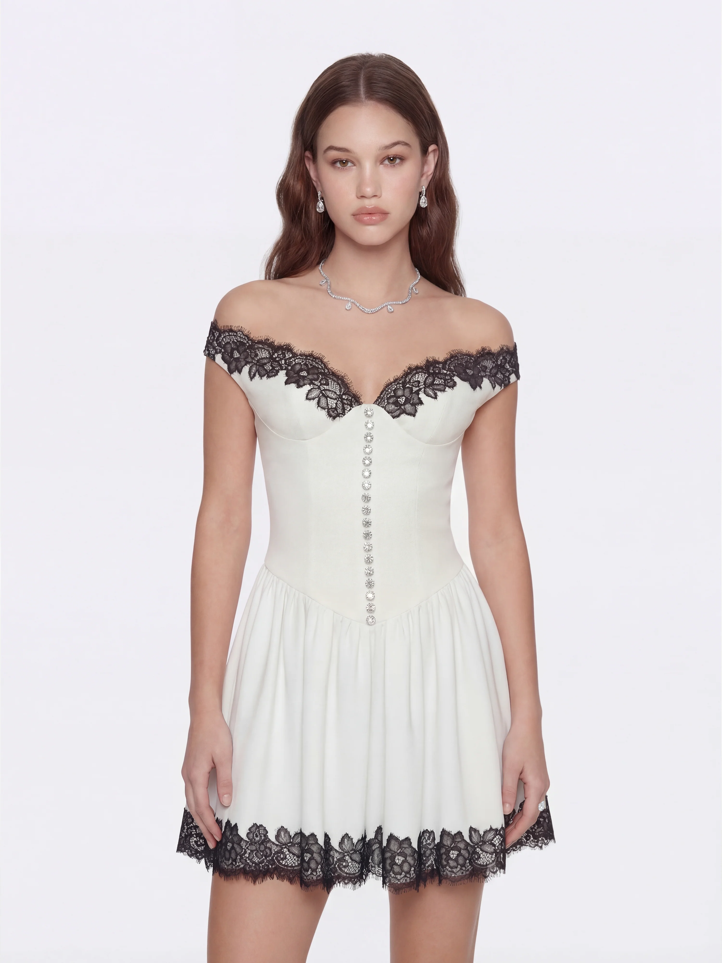 Isabela Lace Trim Off-Shoulder Mini Dress - Image 4