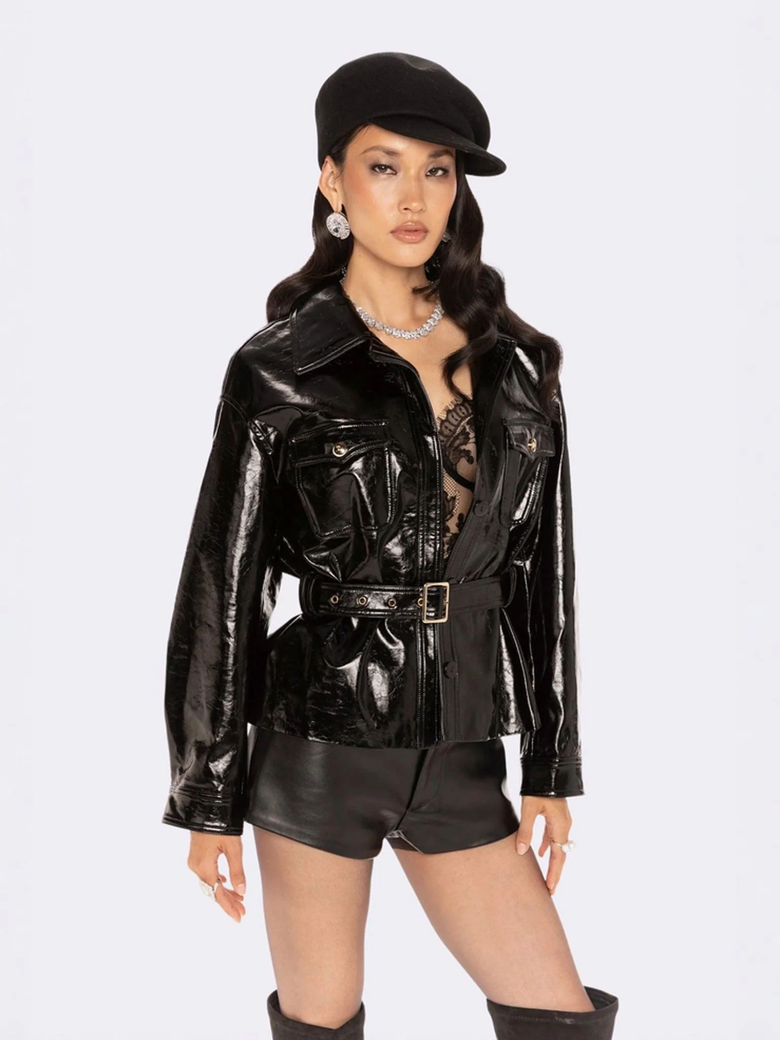 Isabella Vegan Leather Jacket (Black) - Image 6