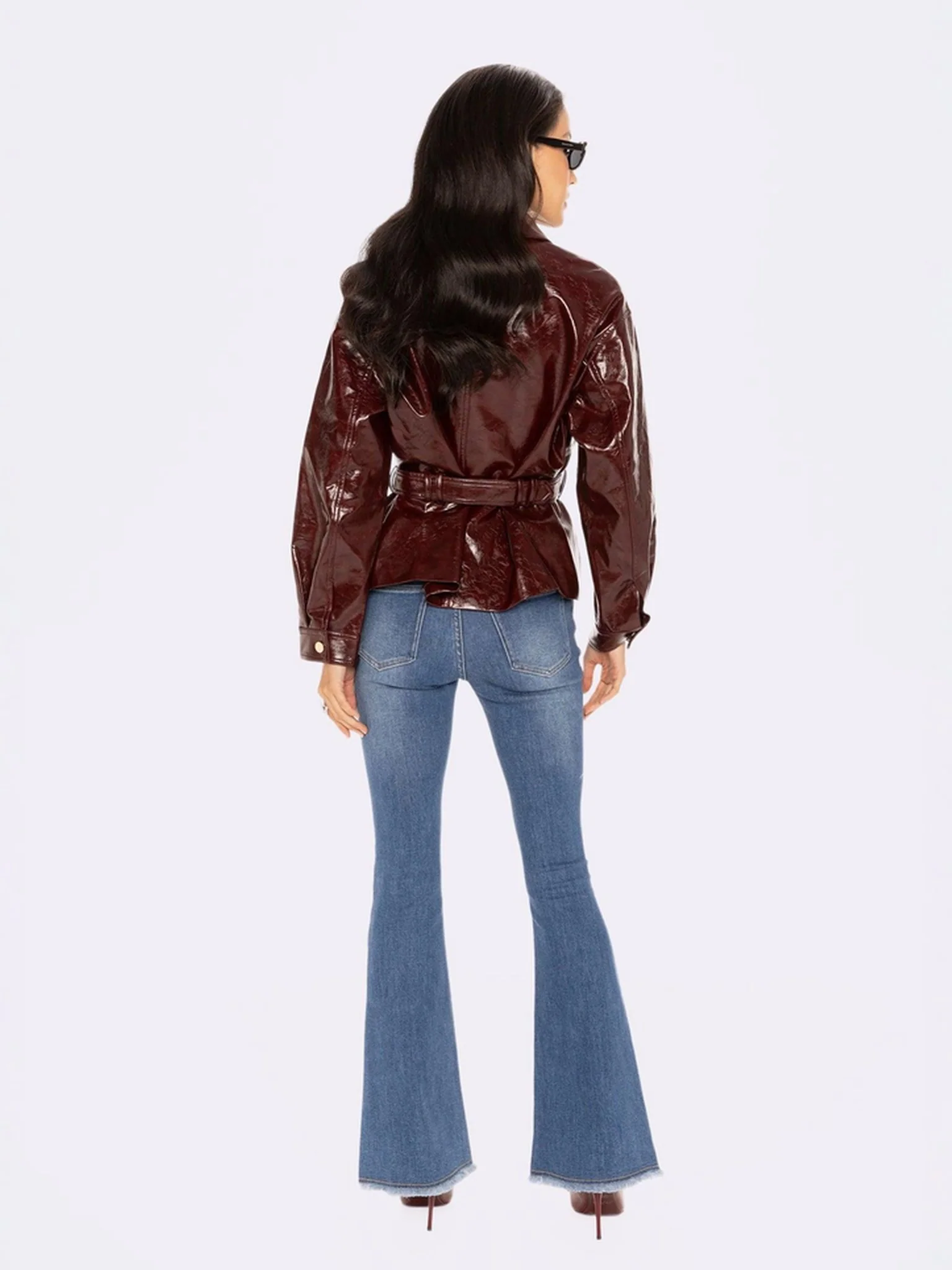Isabella Vegan Leather Jacket (Claret) - Image 7