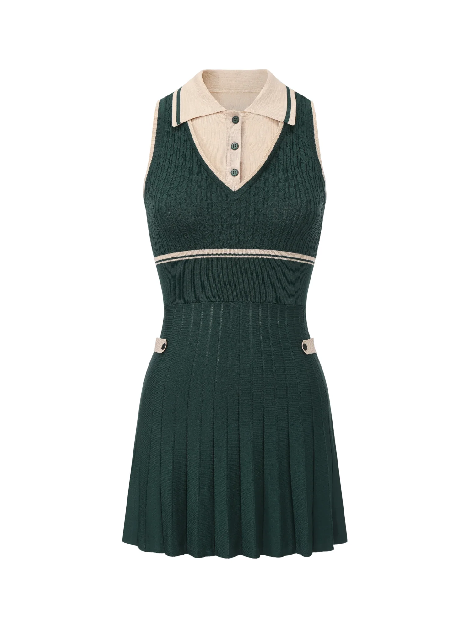Ivy Colorblock Deep Green Knit Mini Dress - Image 11