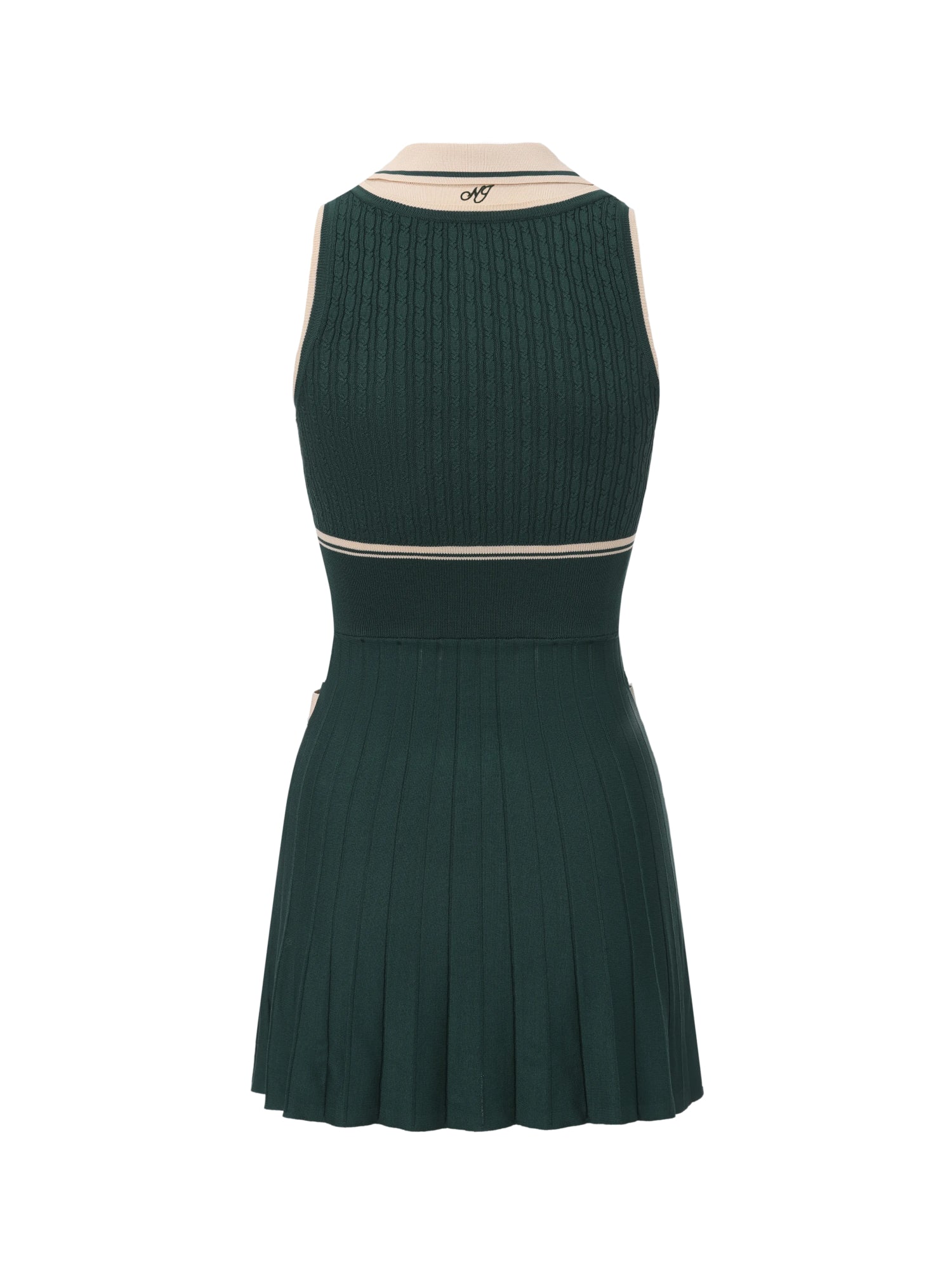 Ivy Colorblock Deep Green Knit Mini Dress - Image 12