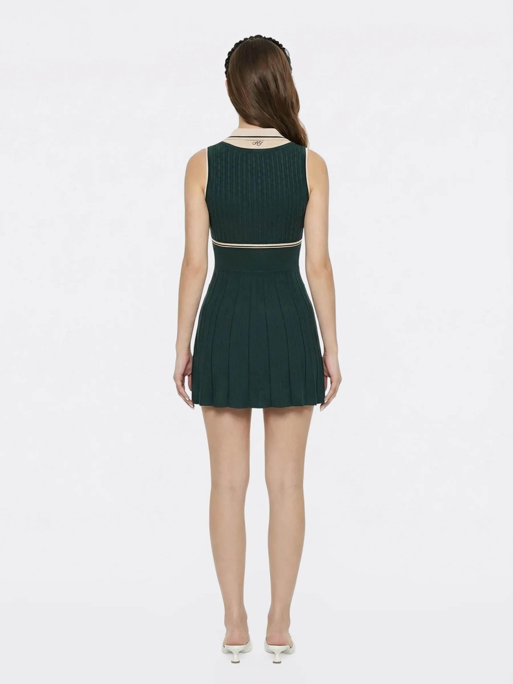 Ivy Colorblock Deep Green Knit Mini Dress - Image 7