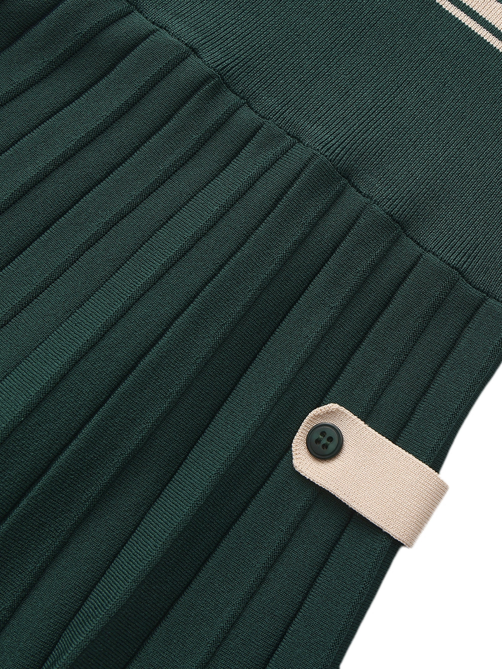 Ivy Colorblock Deep Green Knit Mini Dress - Image 9