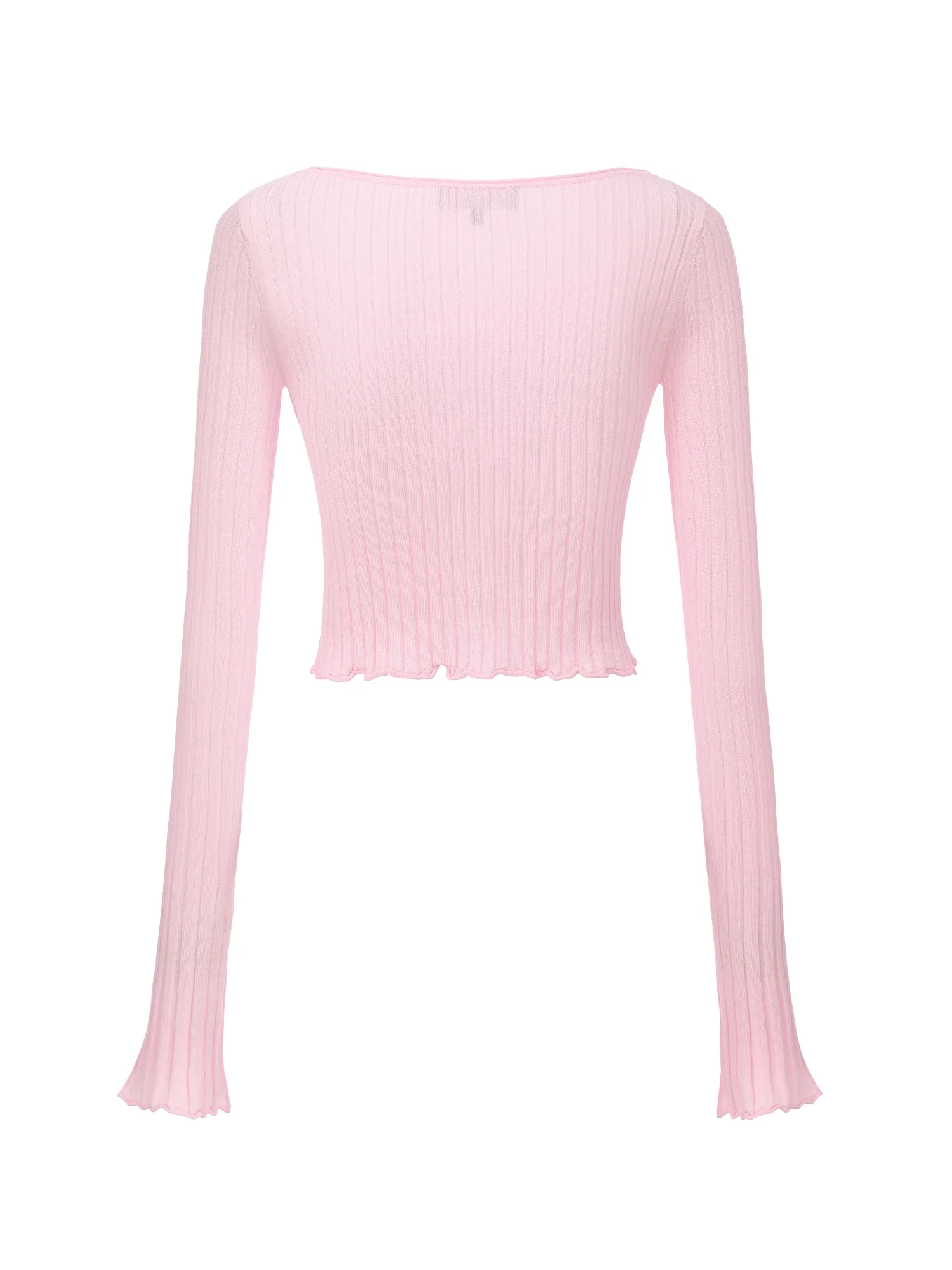 Jane Cropped Ribbed Pink Knit Cardigan - Image 11