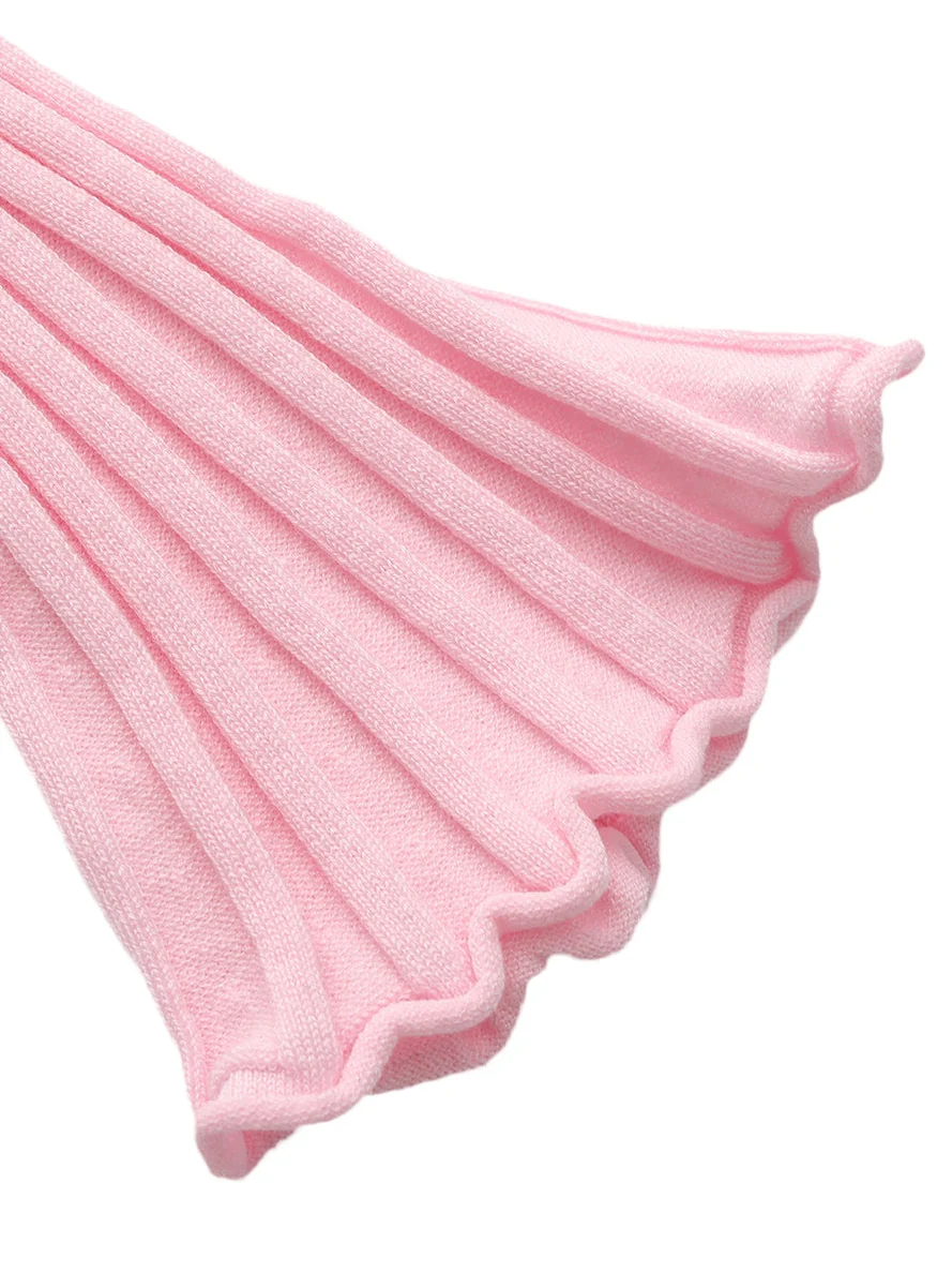 Jane Cropped Ribbed Pink Knit Cardigan - Image 8