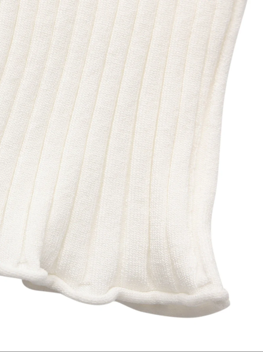 Jane Cropped Ribbed White Knit Cardigan - Image 7