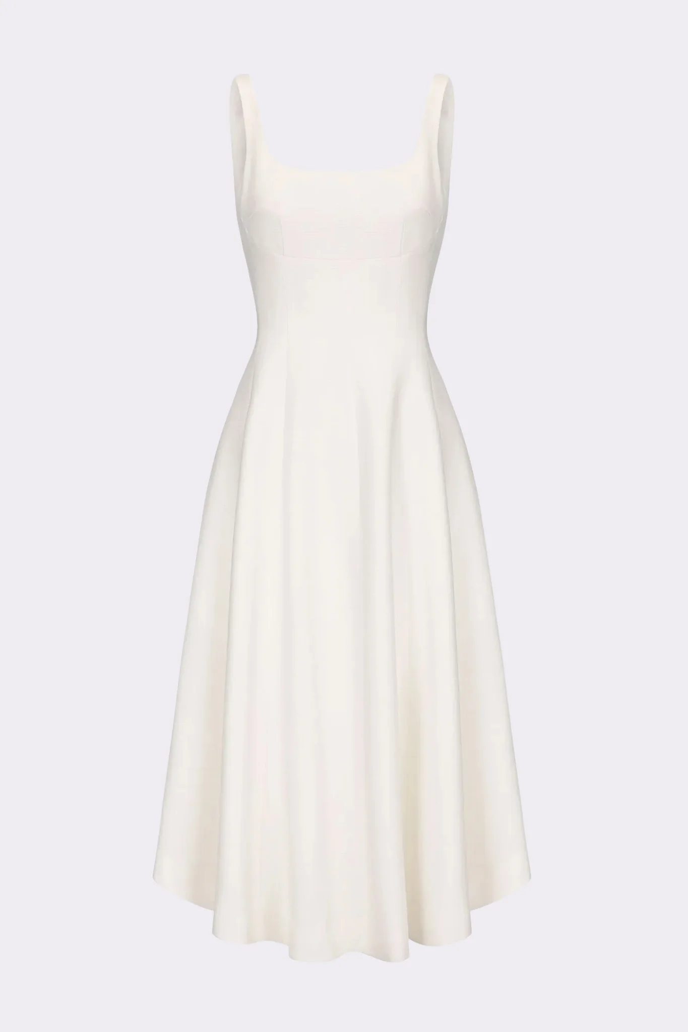 Josephine Square-Neck White Midi Dress - Image 5