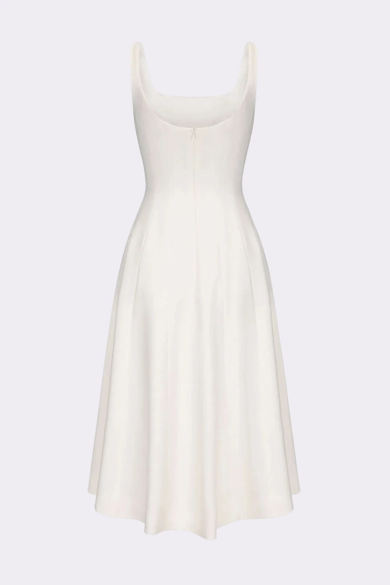 Josephine Square-Neck White Midi Dress - Image 6