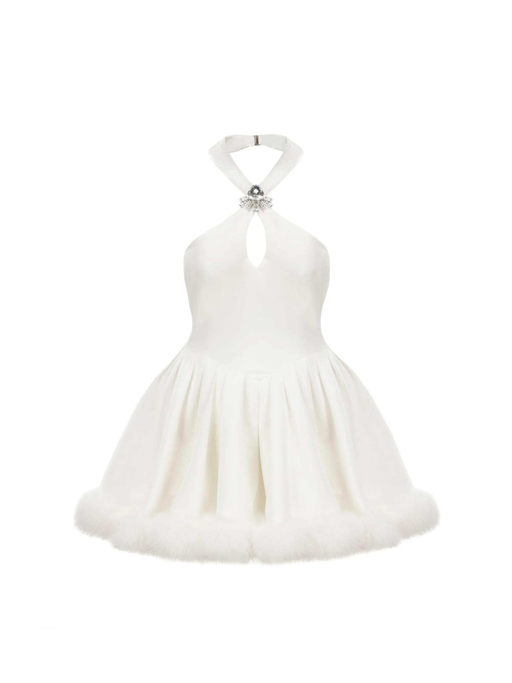 Juliet Velvet Halter Dress (White)  (Final Sale)