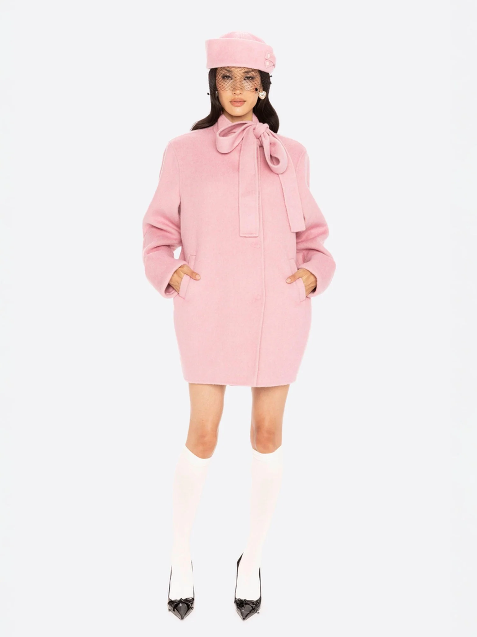 Juliette Cocoon Coat (Pink) - Image 6