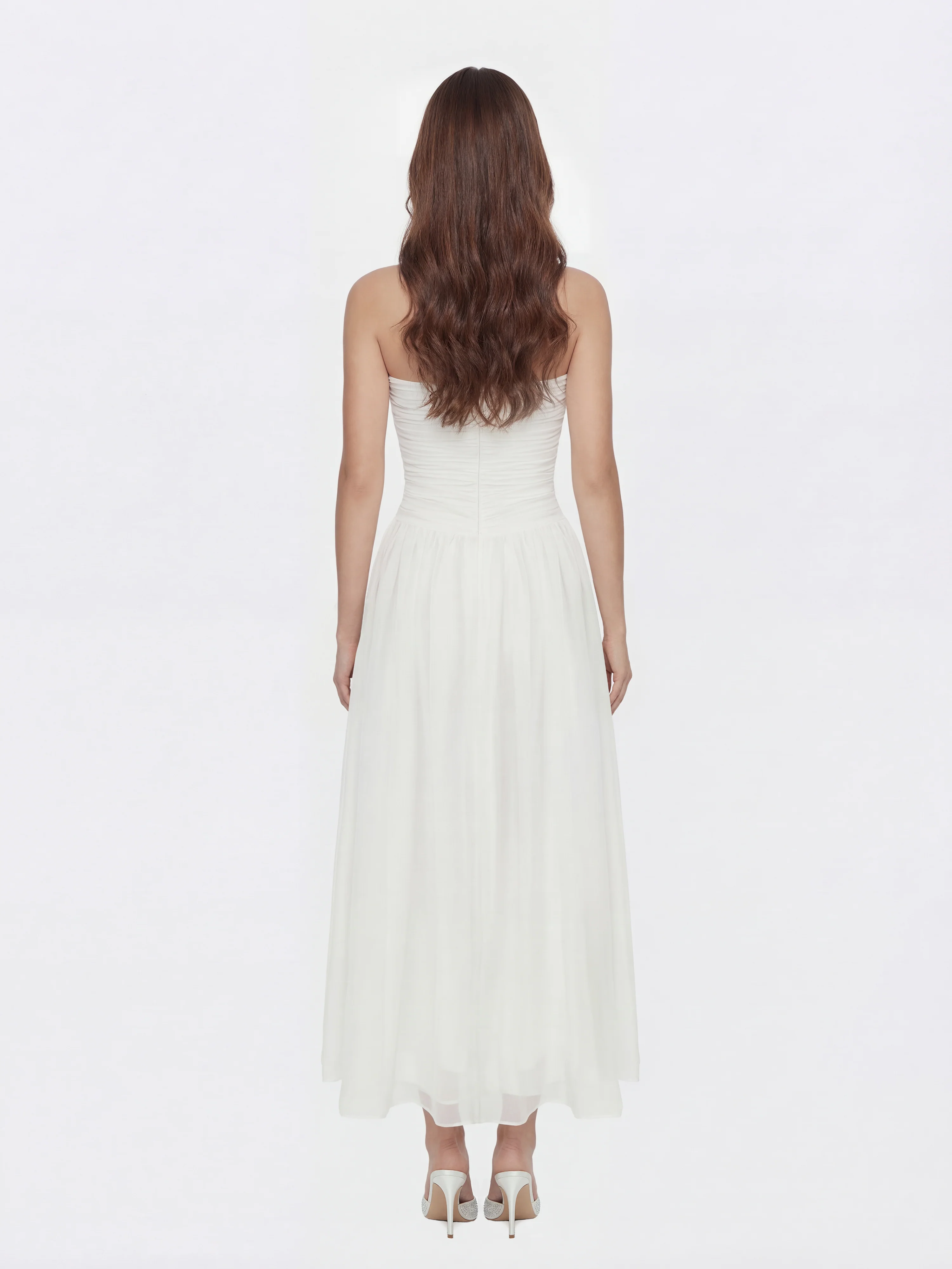 Juliette Strapless Chiffon White Dress - Image 5