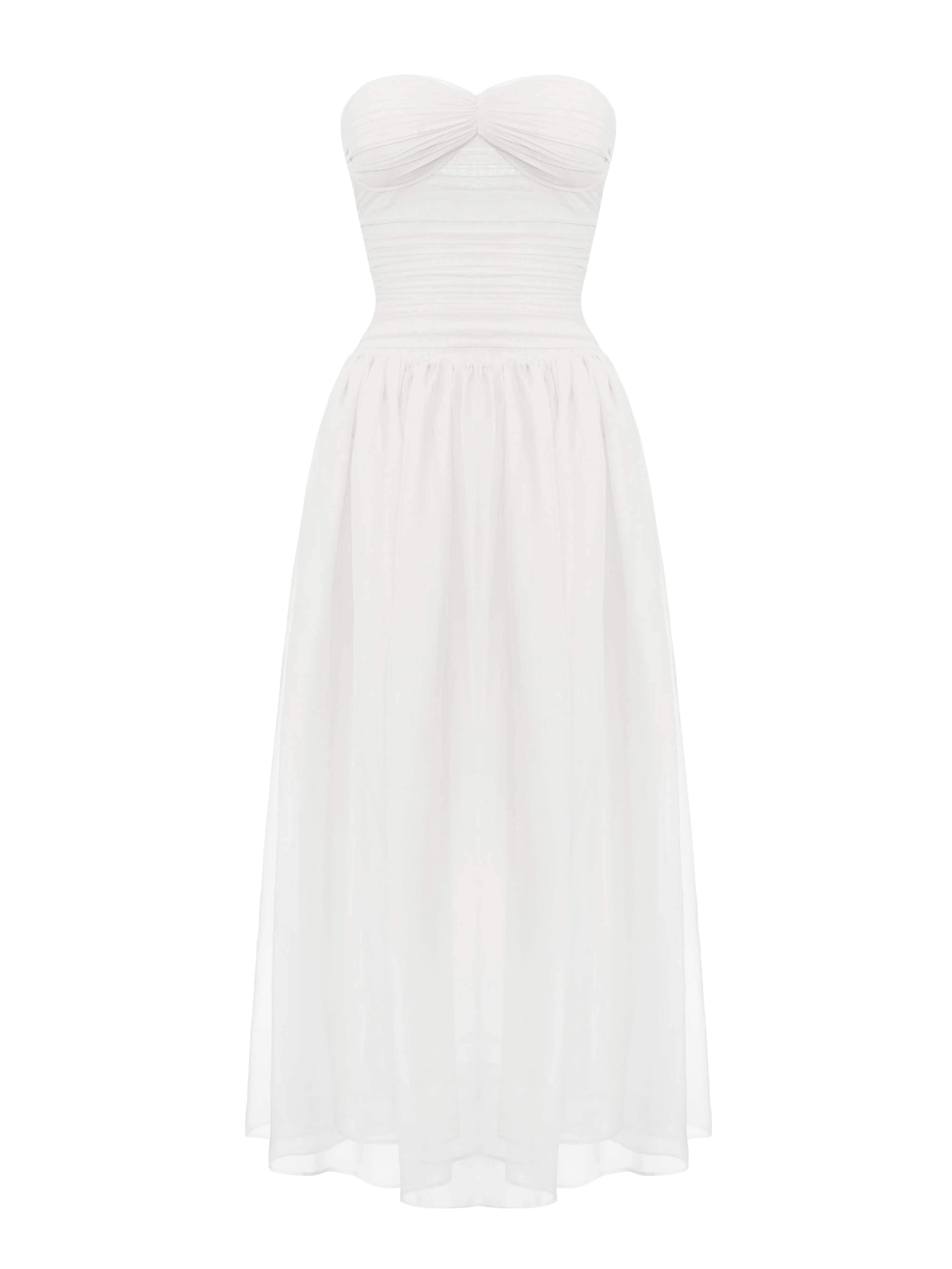 Juliette Strapless Chiffon White Dress - Image 7