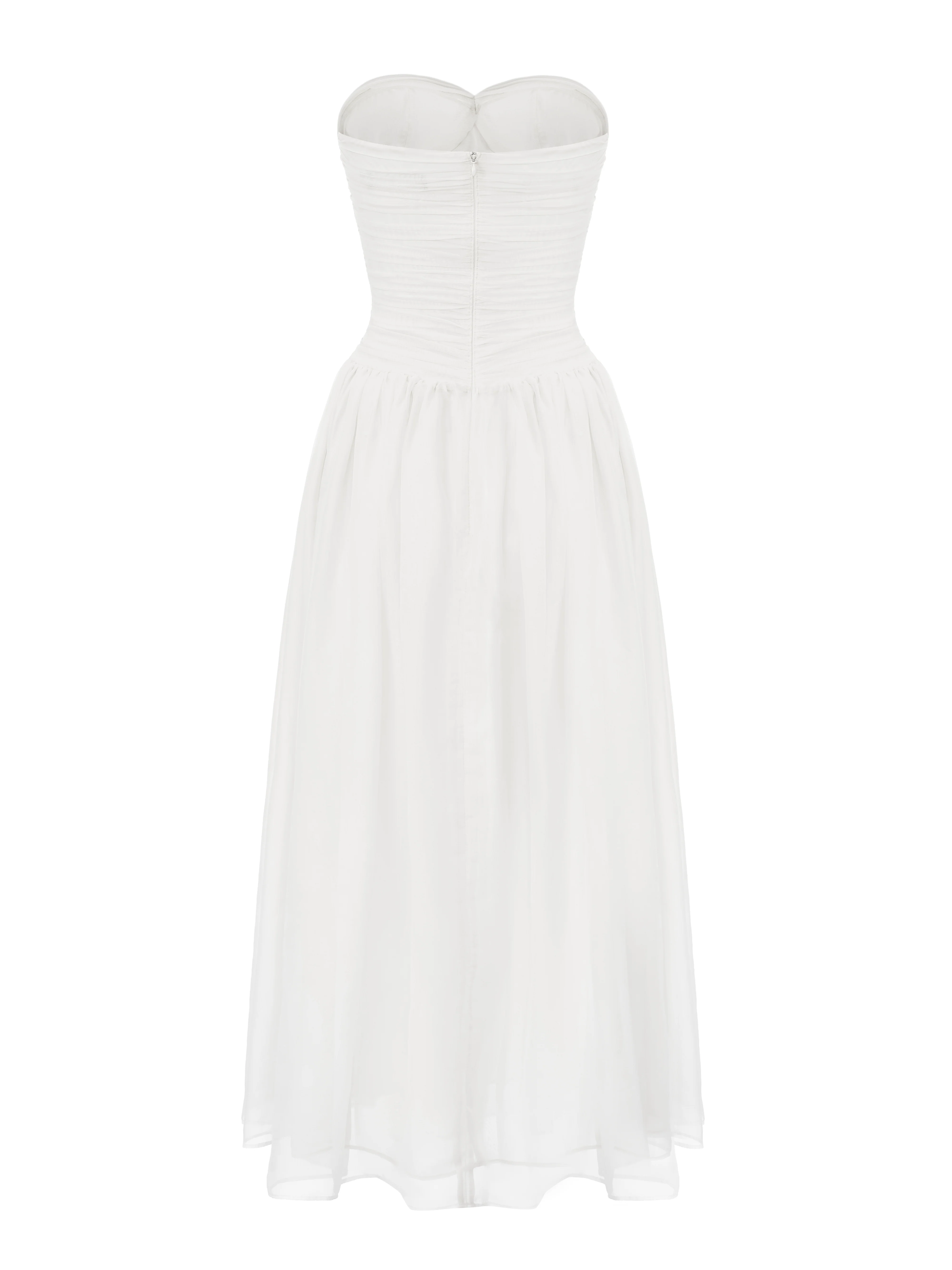 Juliette Strapless Chiffon White Dress - Image 9