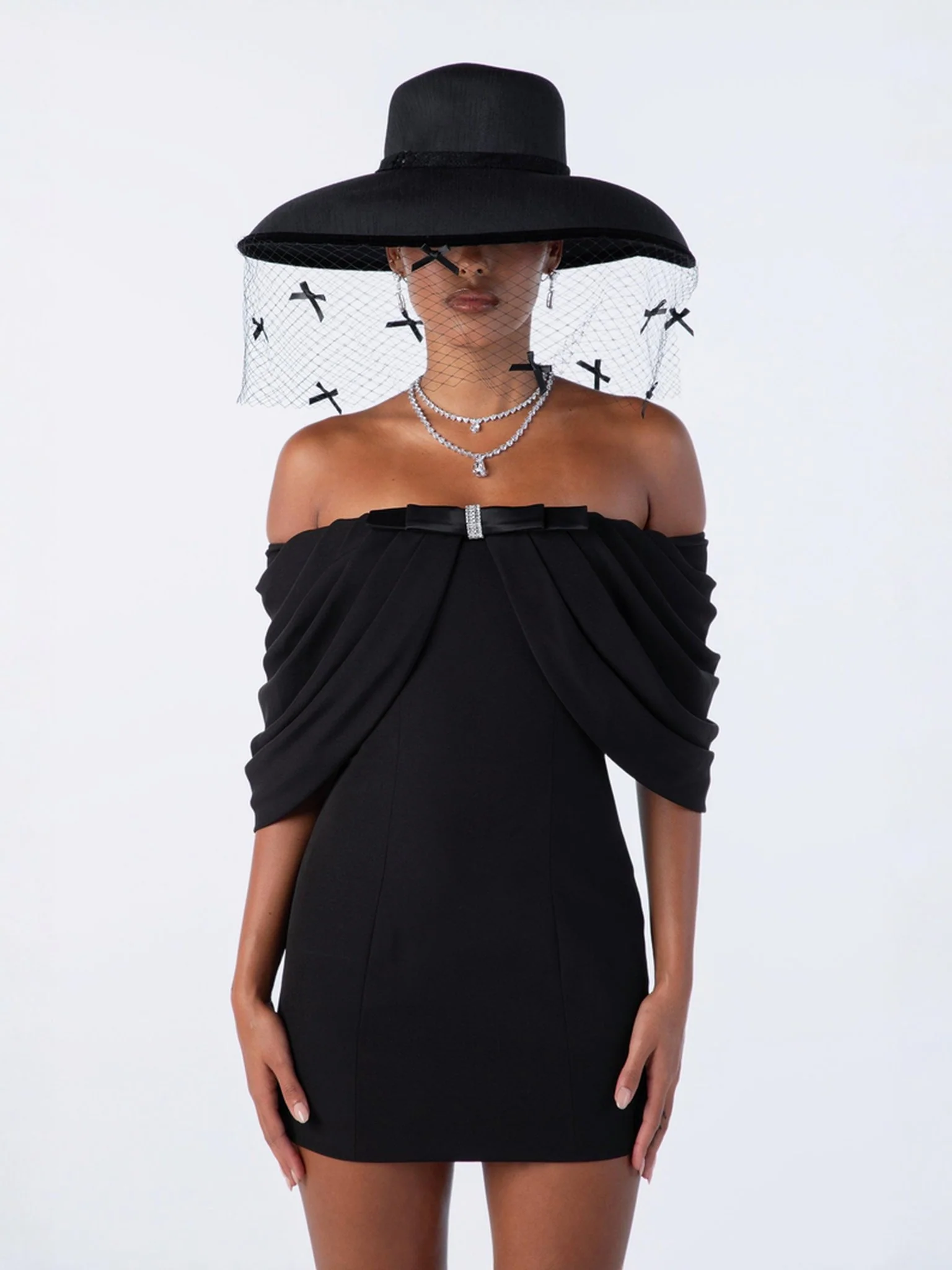 Kate Bow Dress (Black) - Image 2