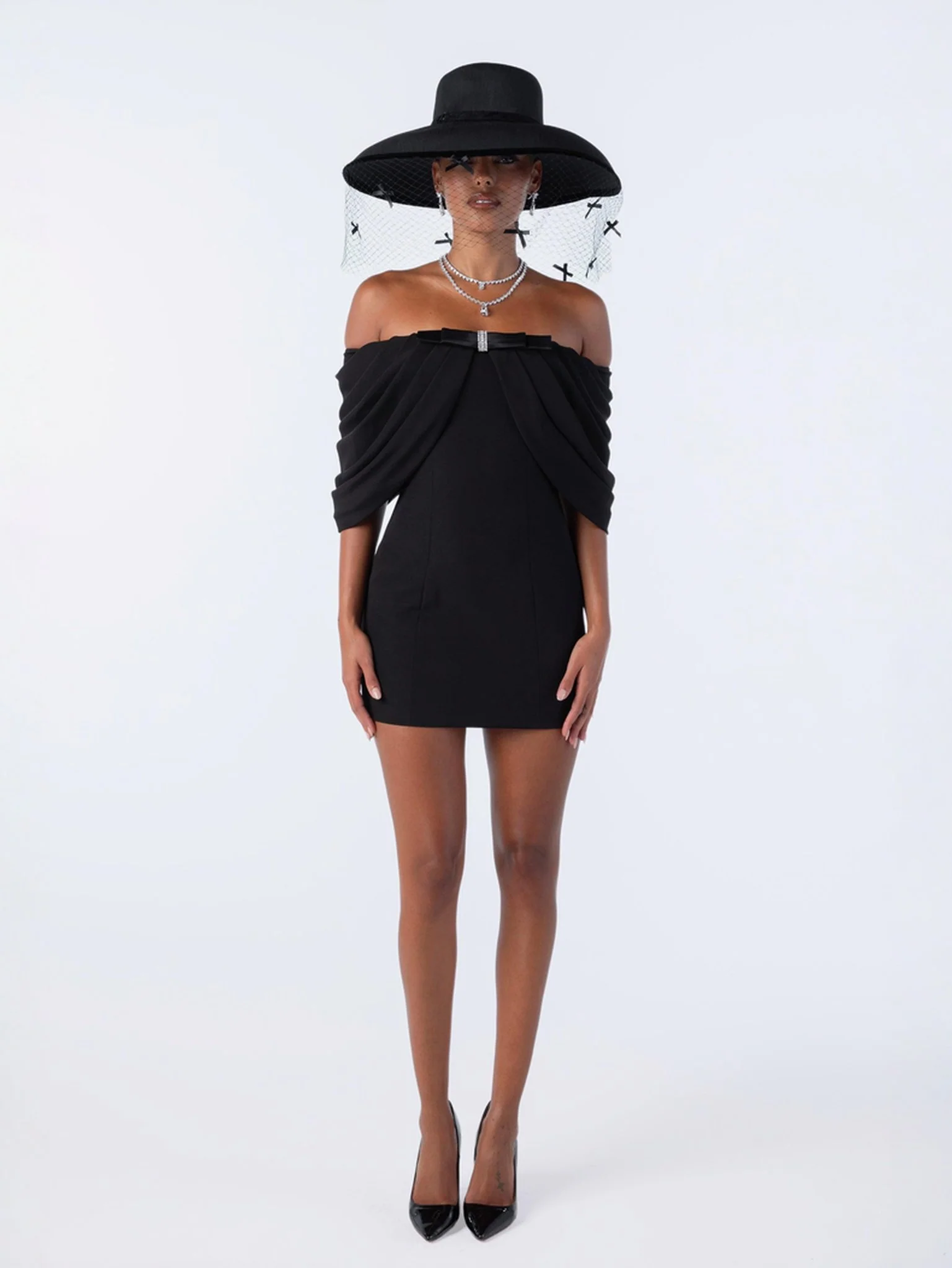 Kate Bow Dress (Black) - Image 3