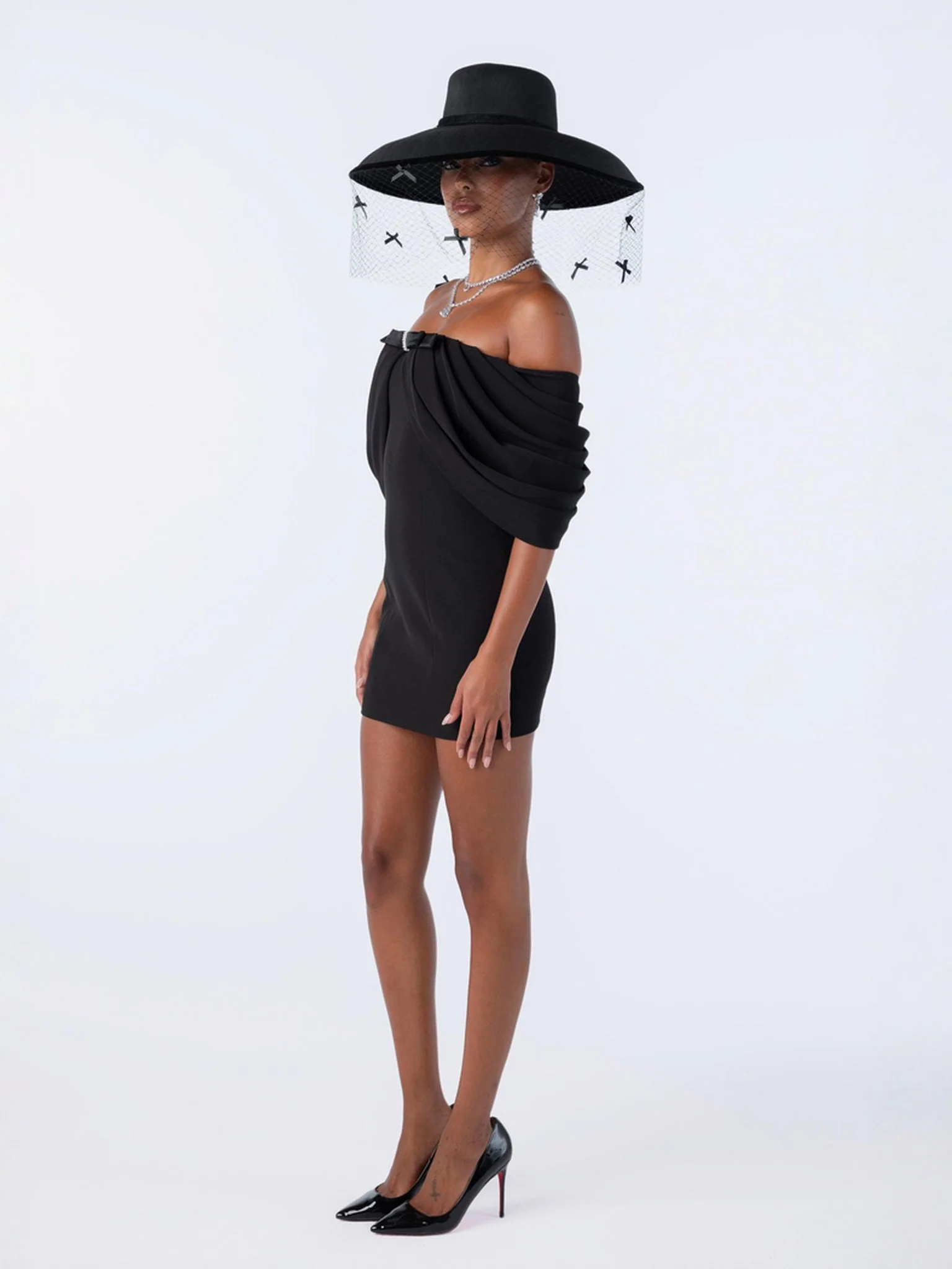 Kate Bow Dress (Black) - Image 4