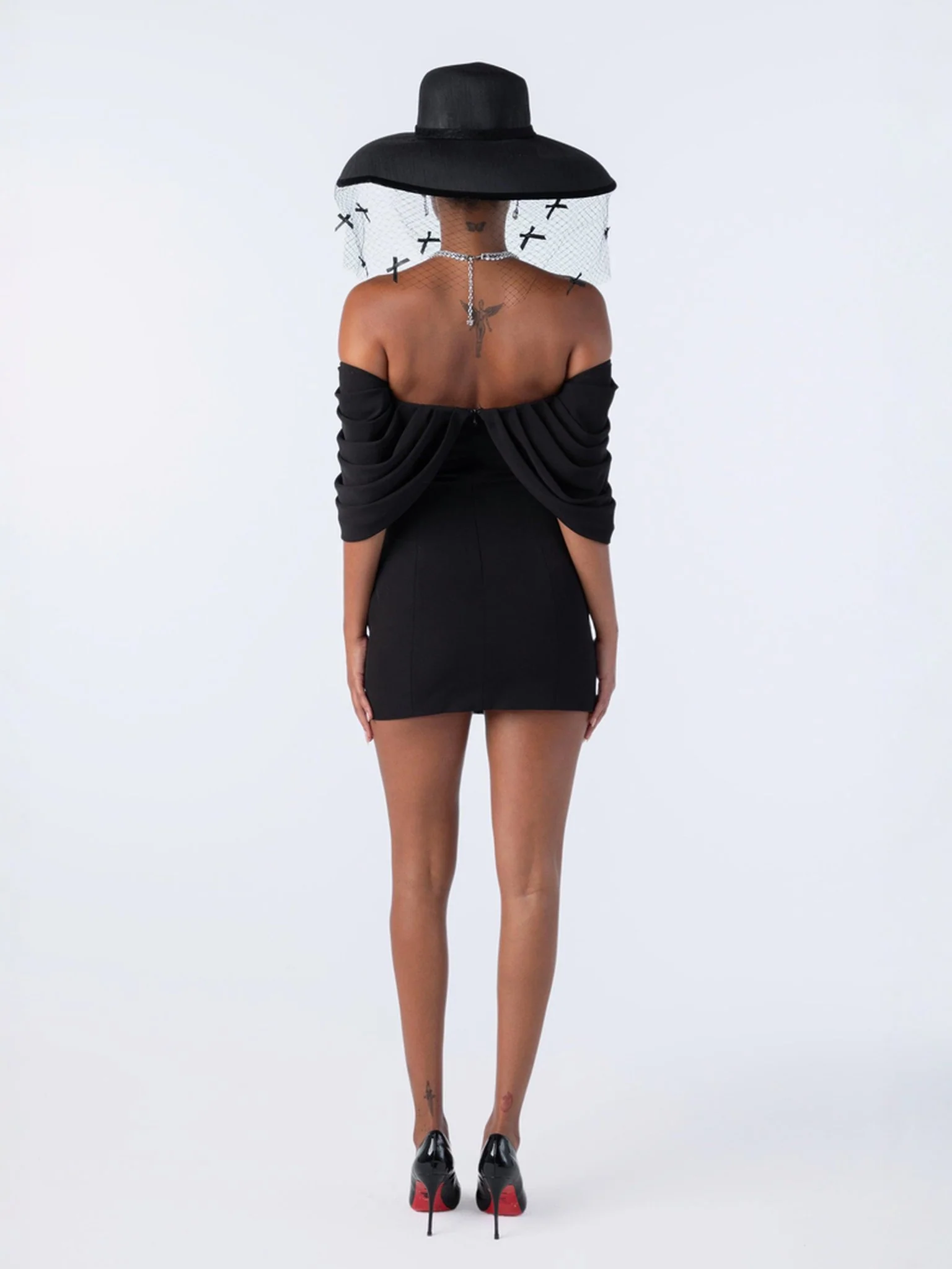 Kate Bow Dress (Black) - Image 5